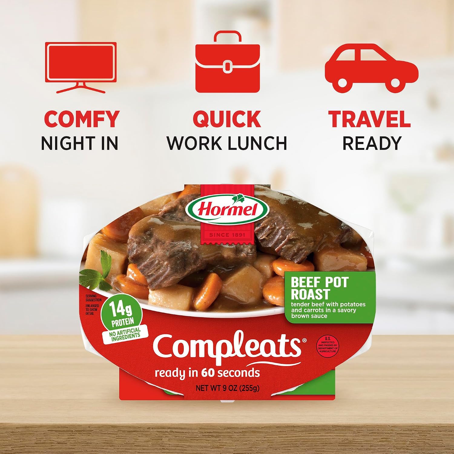 HORMEL COMPLEATS Beef Pot Roast Microwave Tray, 9 Ounces (Pack of 6)