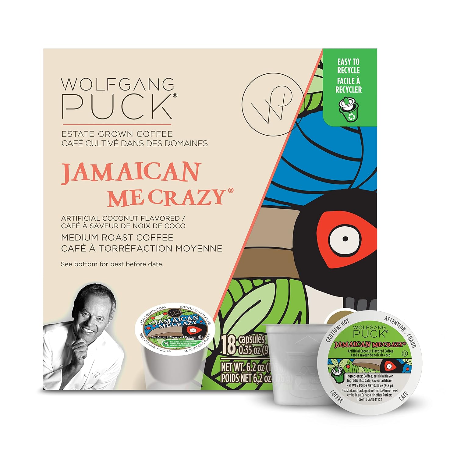 Wolfgang Puck Coffee Single Serve Capsules, Compatible with Keurig K-Cup Brewers, Hawaiian Hazelnut, 24 Count