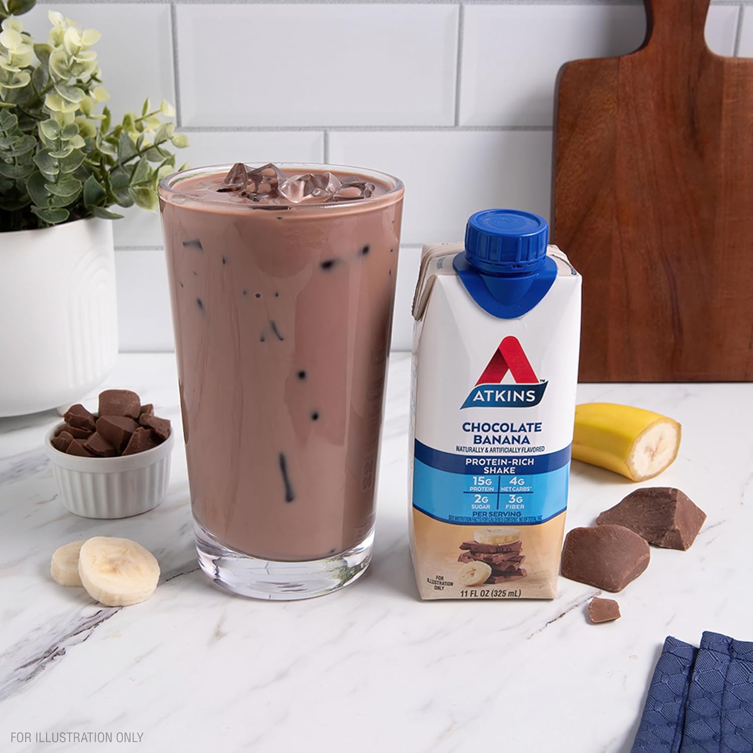 Atkins Milk Chocolate Delight High Protein Shake, 15g Protein, 12 Count | 15g Protein, 3g Fiber, 2g Net Carb, 1g Sugar, Chocolate Flavored, Keto Friendly, Ready to Drink, 12 Count