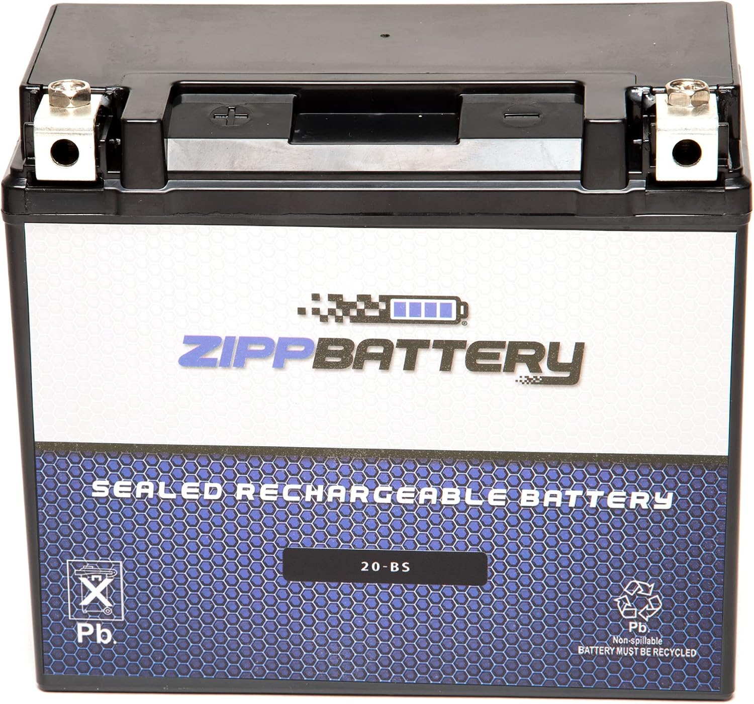 ZIPPBATTERY YTX20-BS Maintenance-Free 12V 19Ah Battery Replacement for ATV, Motorcycle, Jet Skis, Scooter, UTV, and More - Nut and Bolt (T3) Terminal