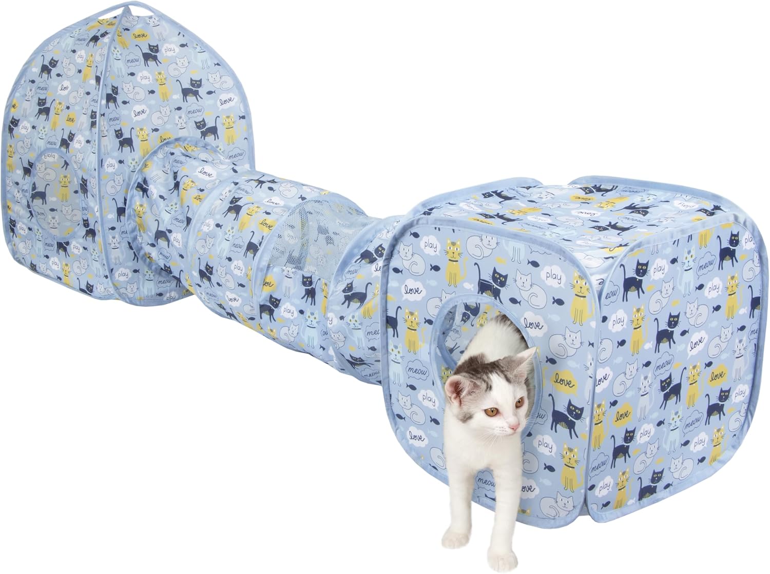 Kitty City Safari Jungle Pop-Up Cat Cube, Collapsible Indoor Cat Hideout & Play Cube with Peekaboo Openings, Easy Storage, 15” x 15” x 15”