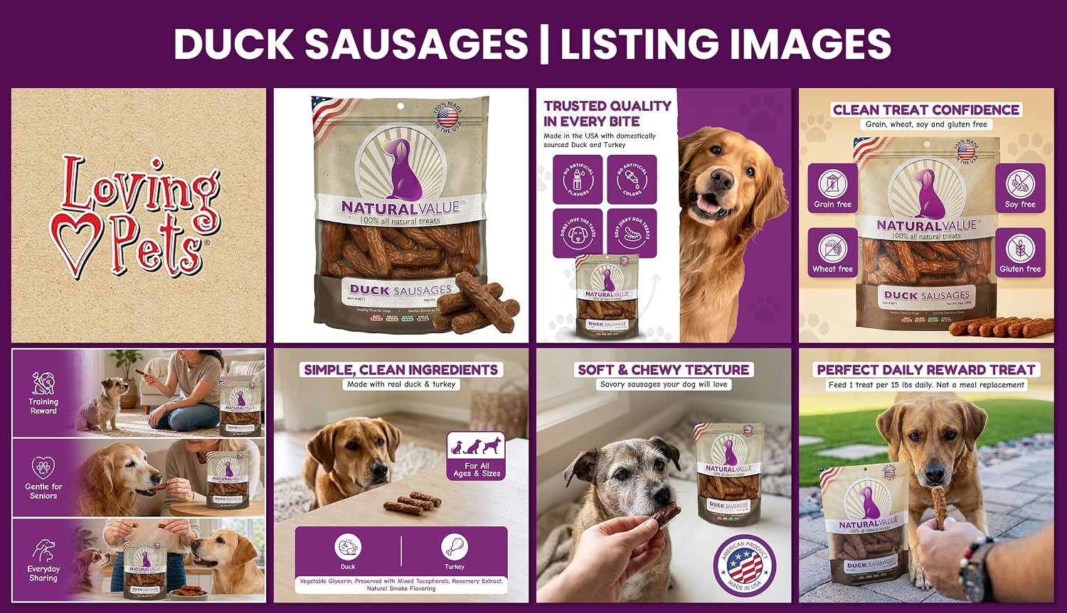 Loving Pets Natural Value Beef Sticks - Soft Jerky Dog Treats for Large & Small Breeds - Healthy Gluten, Wheat, Soy & Grain Free Pet Treats for Dogs