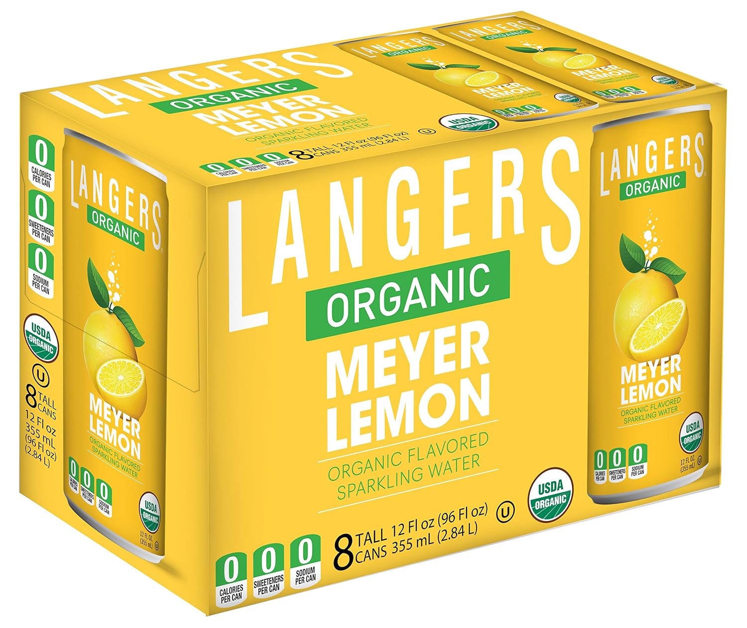 Langers Organic Flavored Sparkling Water, Ginger, 12 Fl Oz (Pack of 8)