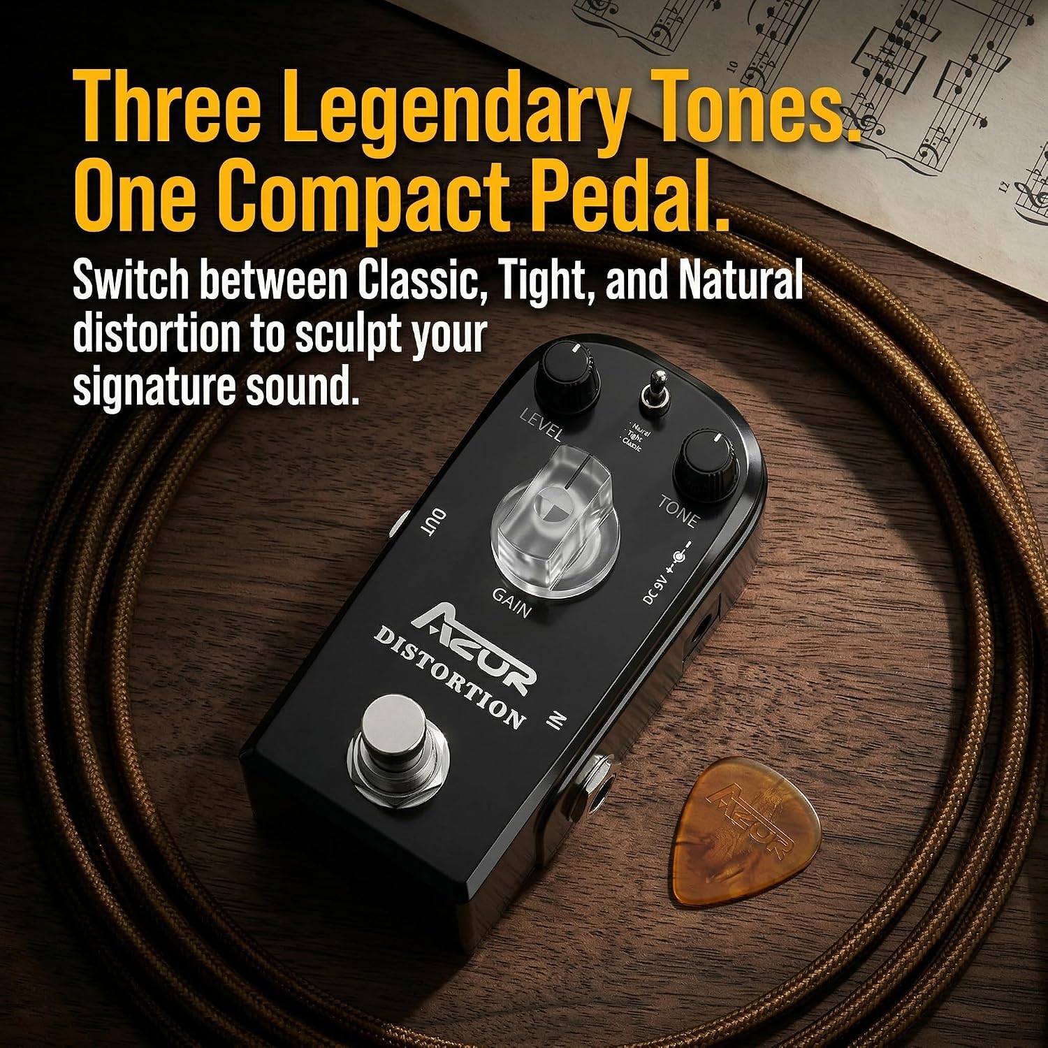 AZOR 5 Band Bass EQ Pedal, Aluminium Alloy True Bypass Equalizer Effect Pedal, Compact Mini Tone Control Pedal for Electric Bass Guitar