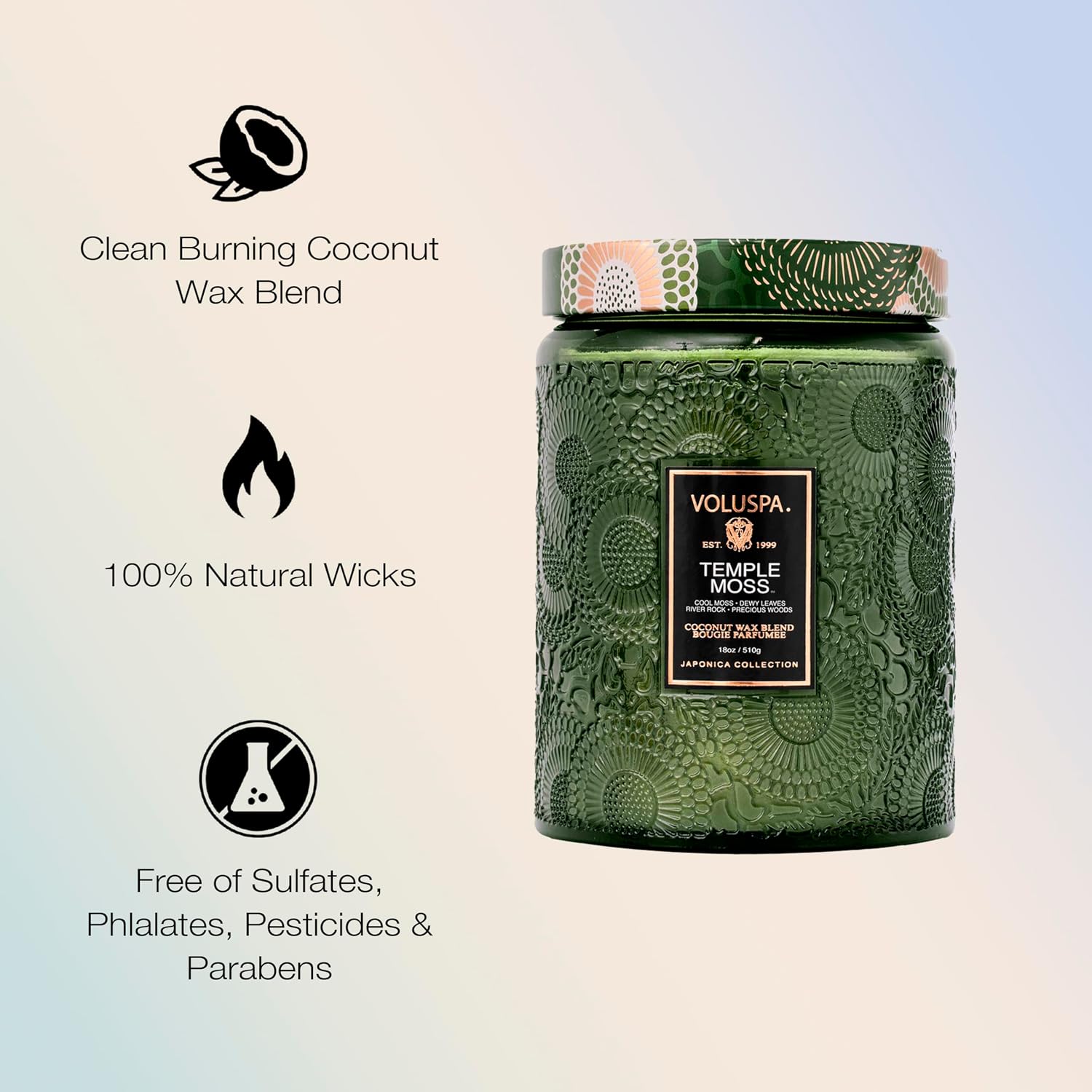 Voluspa French Cade Lavender Large Scented Candle Jar 18 Oz, 100 Hr Burn | Coconut Wax Blend in Decorative Glass, Clean Even Burn, USA Handcrafted Gift for Hosts, Fragrance Lovers & Relaxed Rooms