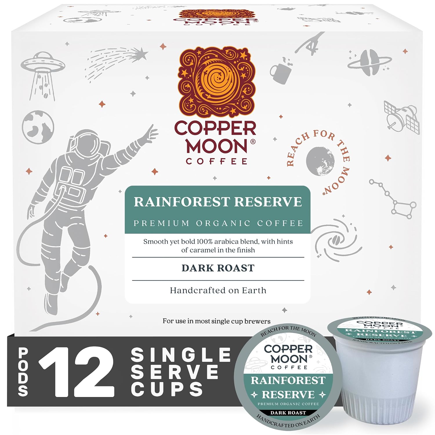 Copper Moon K-Cup Coffee Pods, Medium Roast, Hawaiian Hazelnut, 12 Count | 12 Count, Flavored Coffee, Vegan, Allergen Free, Non-GMO, Kosher, Small Batch Roasted, Compatible with Keurig K Cup Brewers