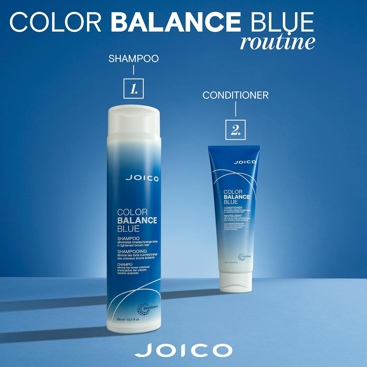 Joico Color Balance Blue Shampoo | For Lightened Brown Hair | Eliminate Brassy Orange Tones | Boost Color Vibrancy & Shine | Protect Against Harmful
