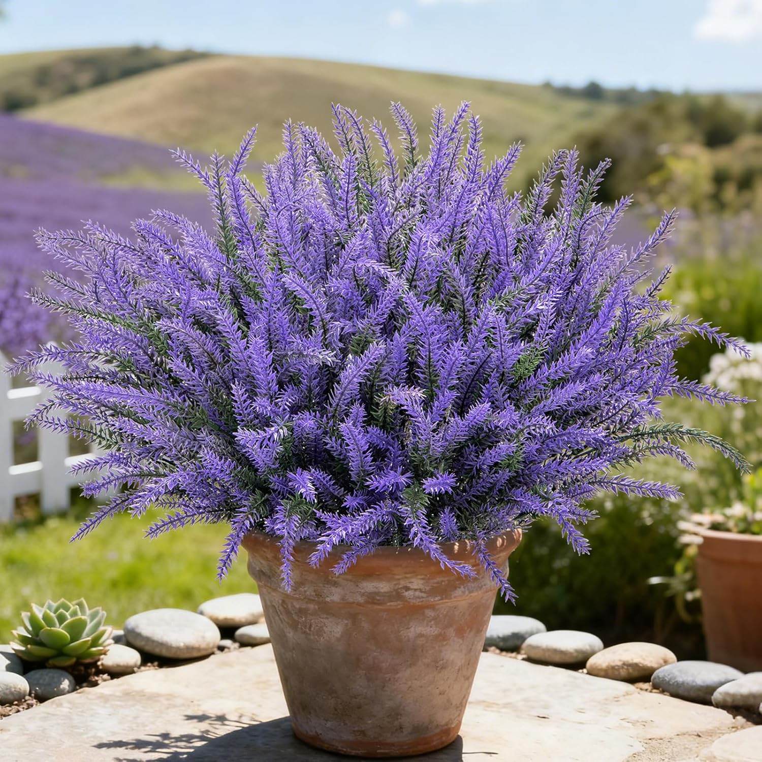 10 Bundles Fake Flowers Artificial Lavender Plants, Purple