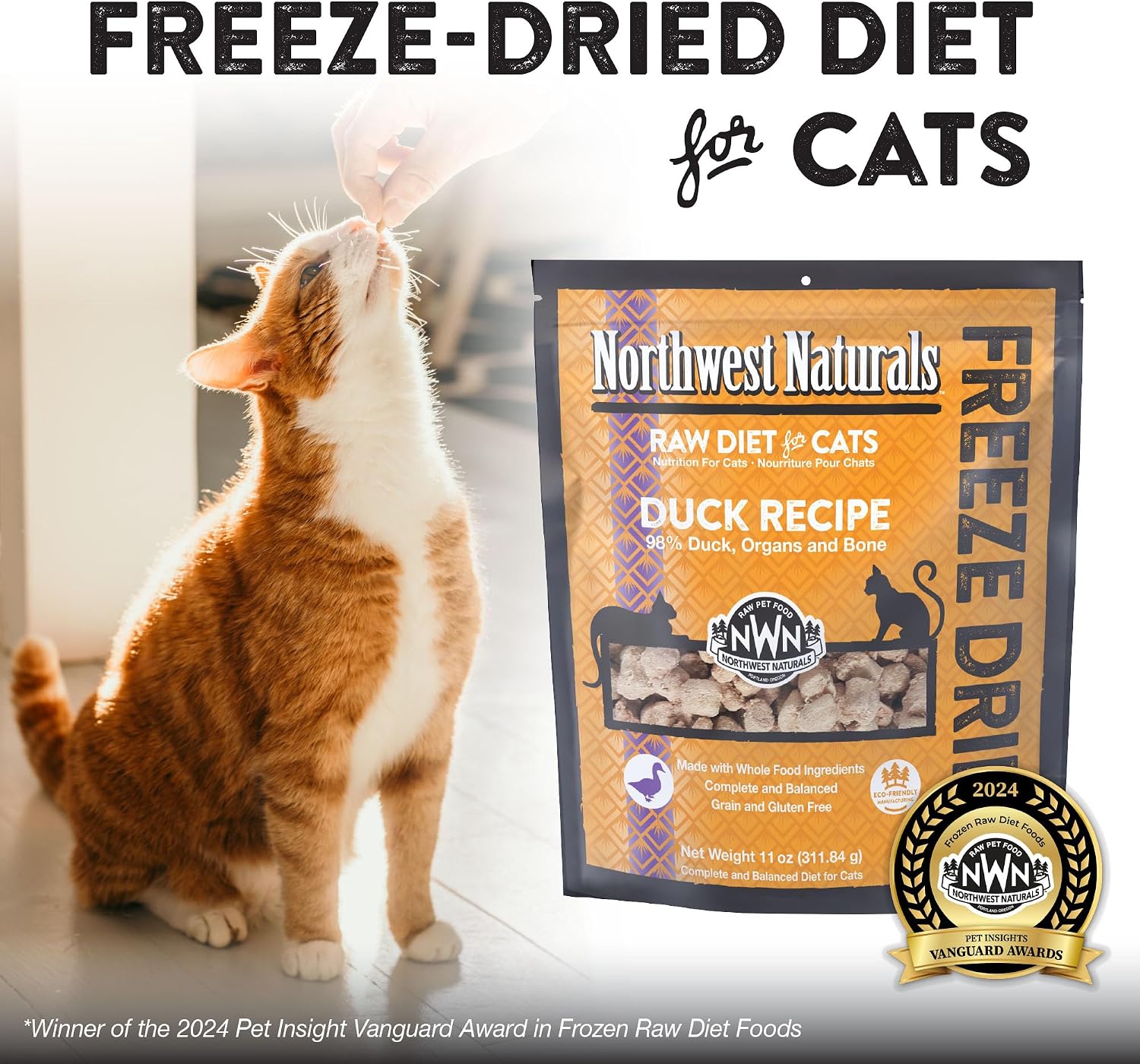 Northwest Naturals Freeze-Dried Turkey Cat & Kitten Food – Bite-Sized Nibbles – Healthy, Limited, Human-Grade Ingredients, All-Natural, High-Protein Raw Diet – Complete & Balanced, Made in USA, 11 oz