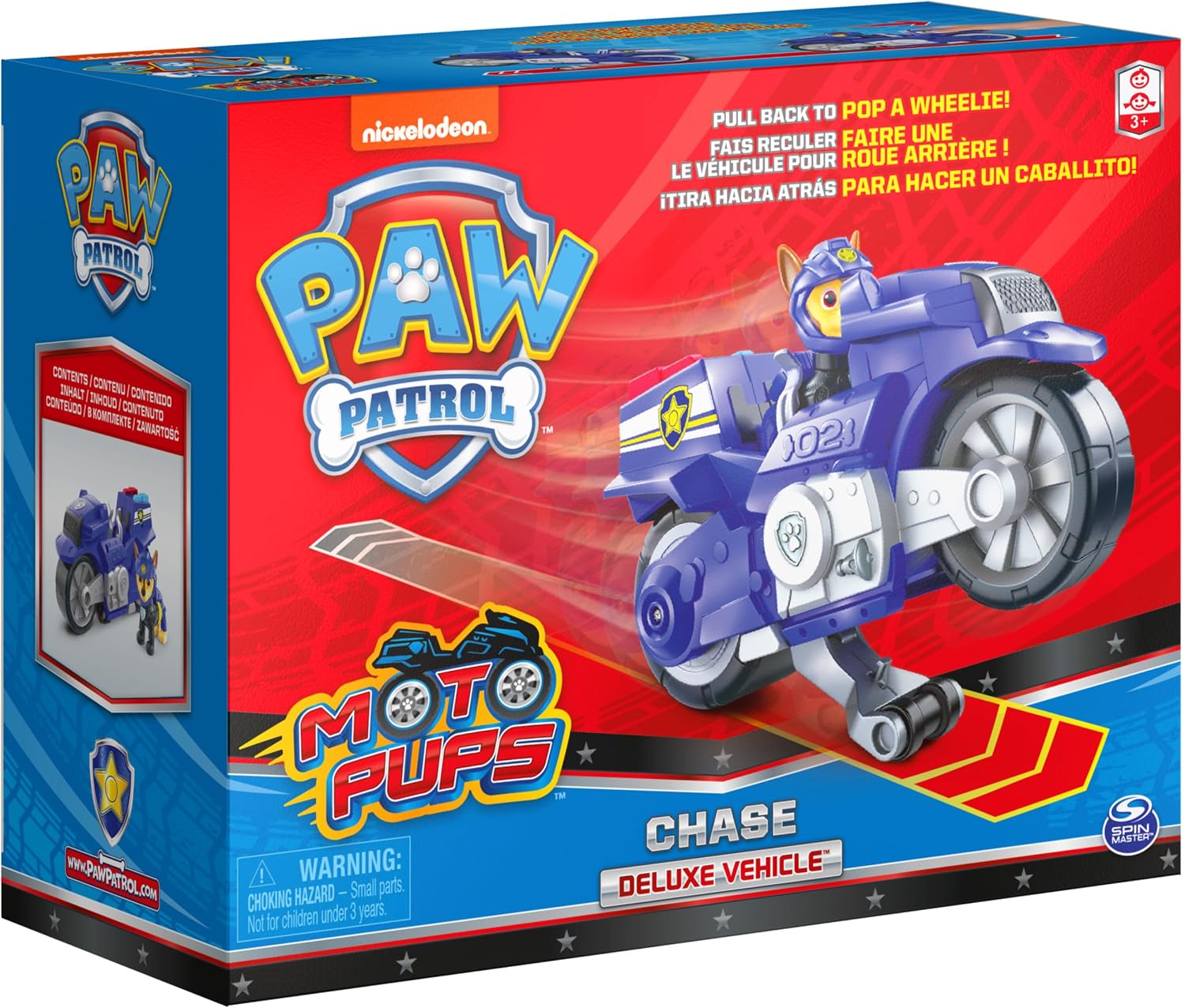 PAW Patrol, Moto Pups Wildcat’s Deluxe Pull Back Motorcycle Vehicle with Wheelie Feature and Toy Figure