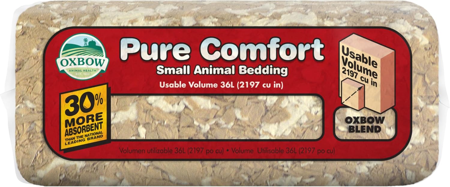 Oxbow Small Animal Bedding, Hamster, Guinea Pig, Rabbit, White, USA, 36 L | Pure Comfort, Hamster Bedding, Guinea Pig Bedding, Low Dust, Virgin Paper, Litter Box, Bunny, Rats, Gerbils, Chinchillas