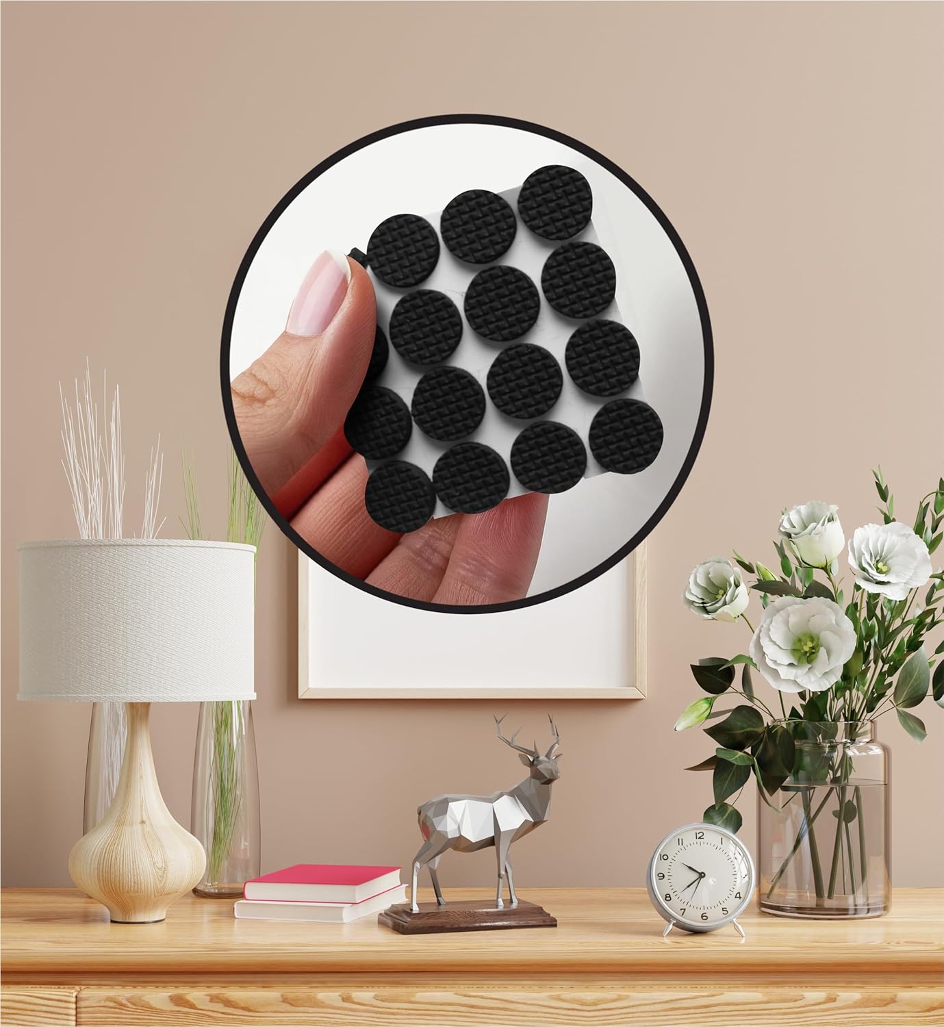 Slipstick GorillaPads CB149 Non-Slip Furniture Pads/Rubber Grippers (Set of 8) Self-Adhesive Furniture Feet Floor Protectors, 1-1/2 inch Round, Black
