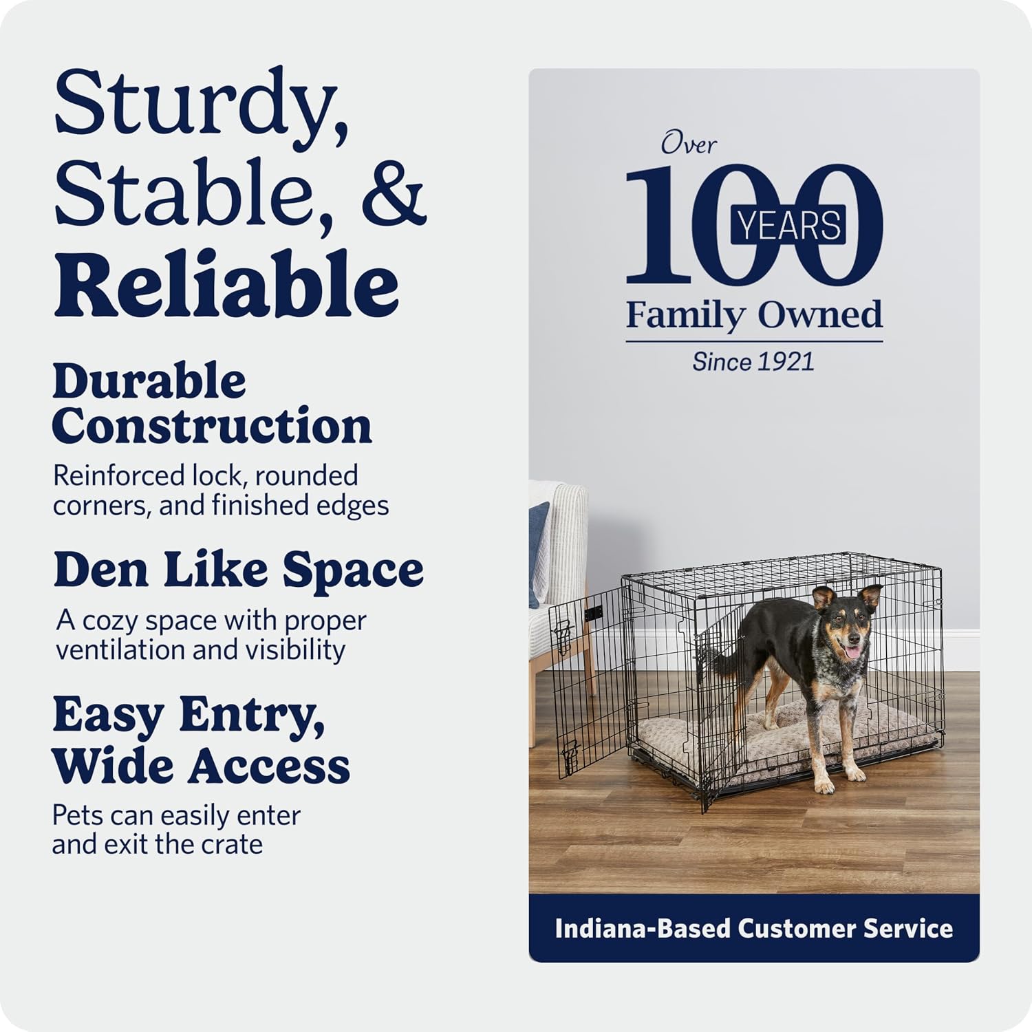 MidWest Homes for Pets 48-Inch iCrate for Extra-Large Breeds, 90-110 lbs, Single Door Folding Dog Crate with Divider Panel, Leak-Proof Tray & Secure Latches, Portable, Durable & Easy to Assemble
