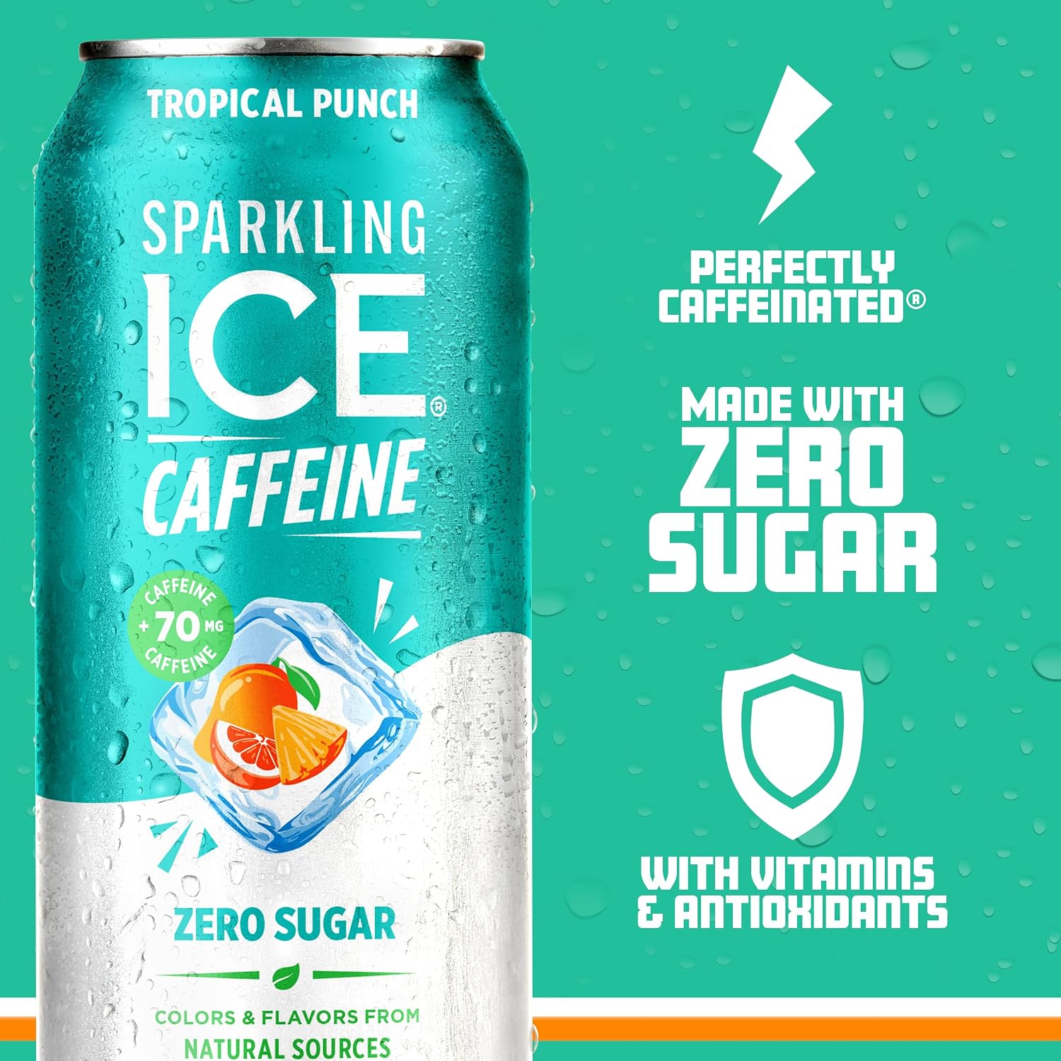 Sparkling Ice Caffeine Black Raspberry Sparkling Water with Caffeine, Zero Sugar, with Antioxidants and Vitamins,16 fl oz Cans (Pack Of 12)