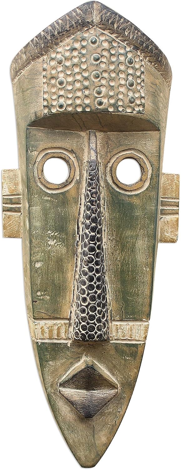 NOVICA Decorative Wood Mask, Gray (274655)