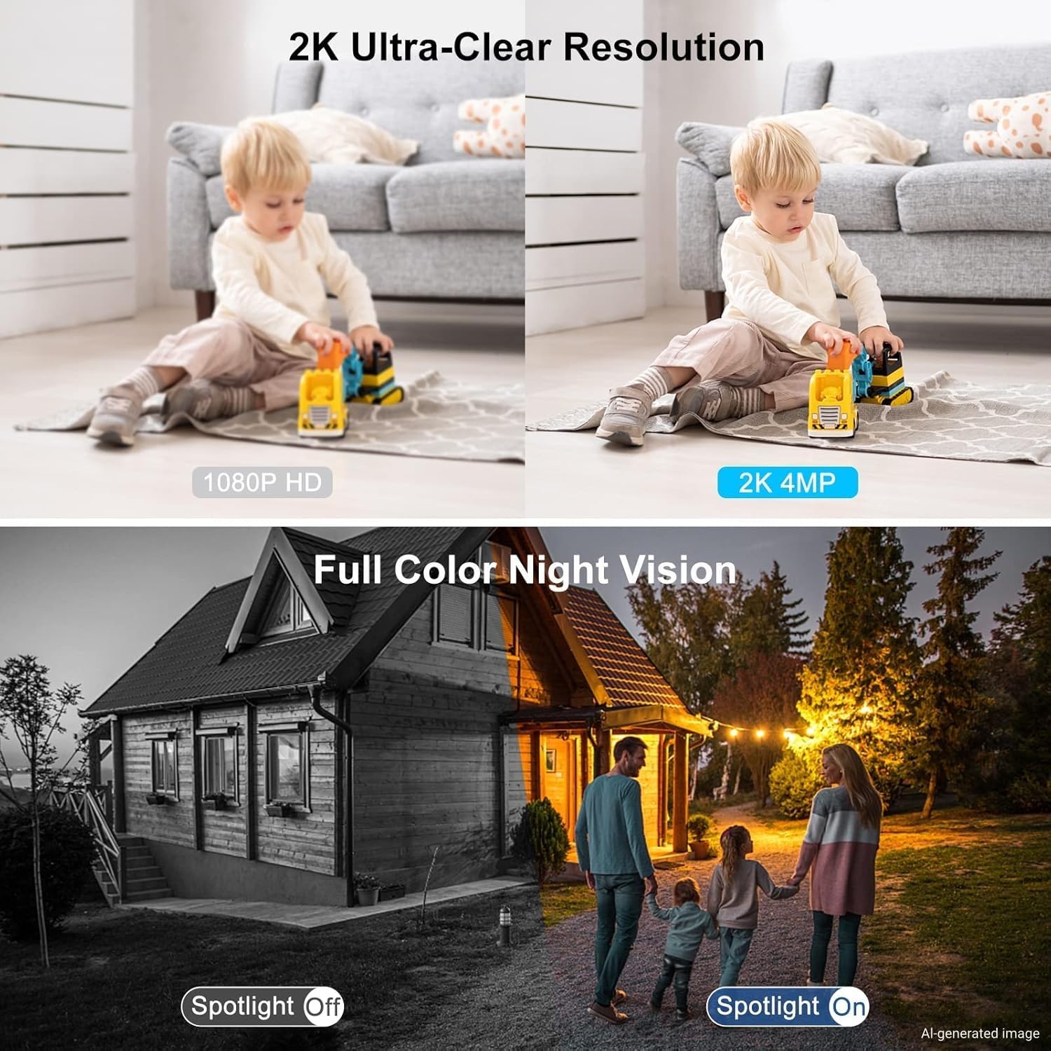 DCT Magnetic Security Camera Outdoor: See Who at Door in 2K - 10s No-Drill