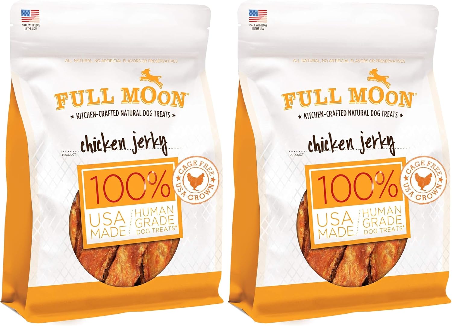Full Moon Chicken Jerky Healthy All Natural Dog Treats Human Grade Made in USA Grain Free, 1.5 Pound (Pack of 1)