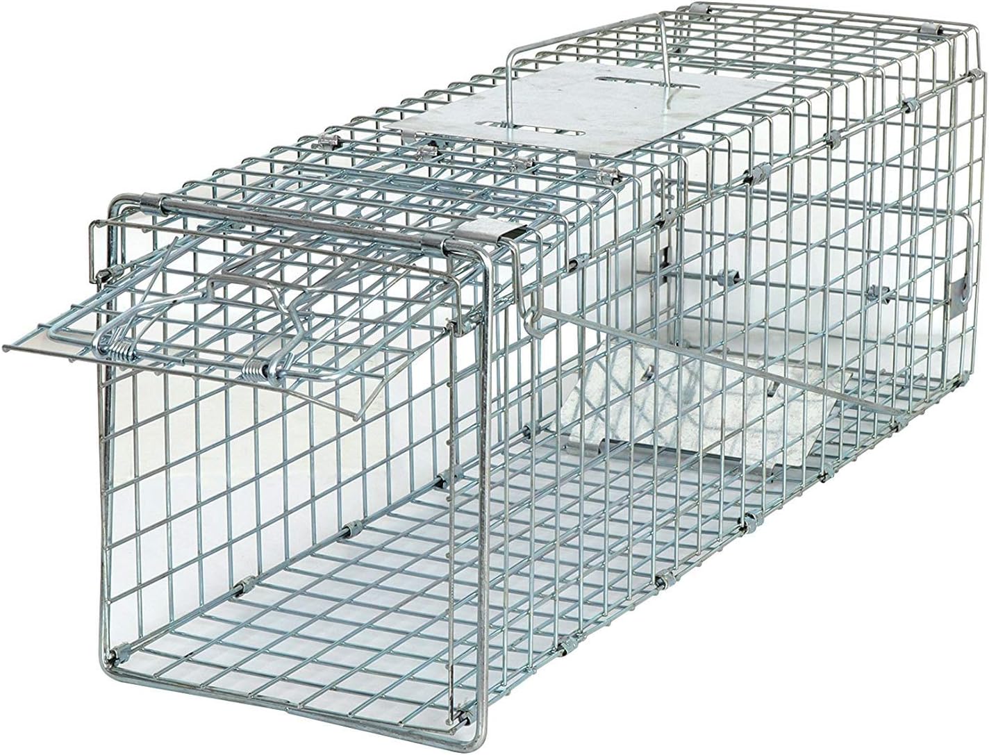 24" x 7.5" x 8" Small Live Animal Trap Steel Cage Catch and Release One Door Humane Rodent Cage Trap for Little Rabbits/Stray Cats/Squirrel/Skunk/Mink/Opossum Outdoor Animals