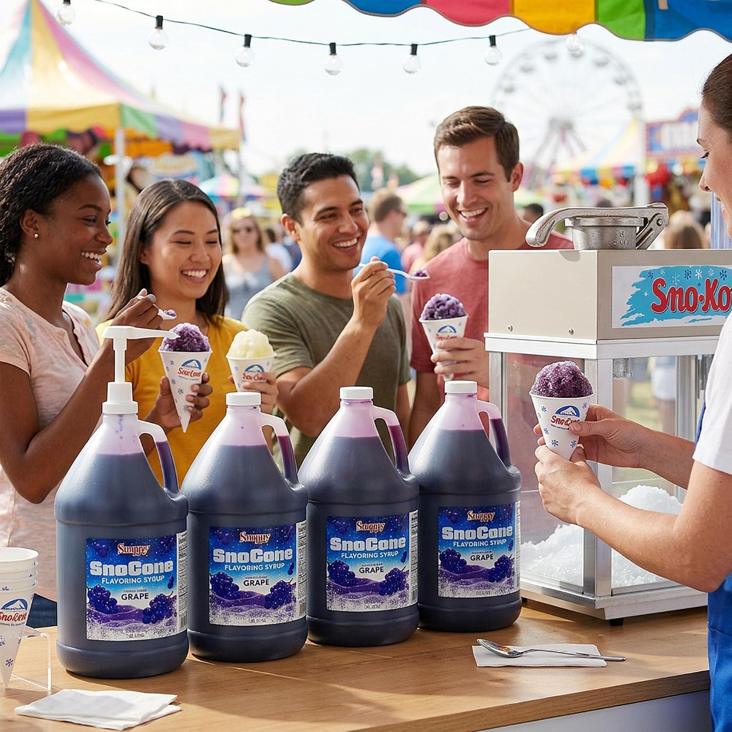 Snappy Grape Sno Cone Syrup, 1 Gallon 4 Pack, Ready to Use for Snow Cone Machines and Shaved Ice
