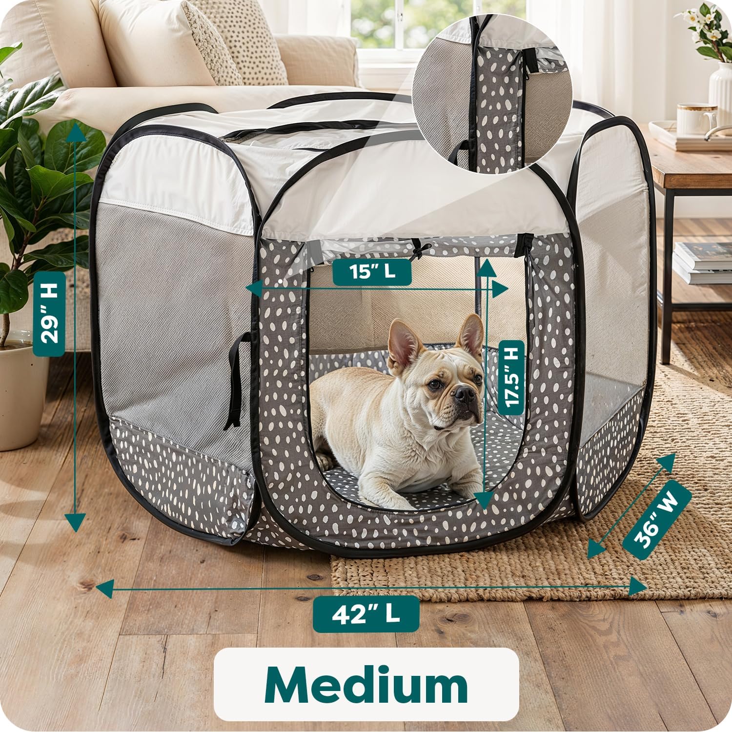 Furhaven Portable Dog Playpen Cat Tent, Pet playground,Kennel foldable indoor outdoor zippered puppy crate - Hunter Green, Medium