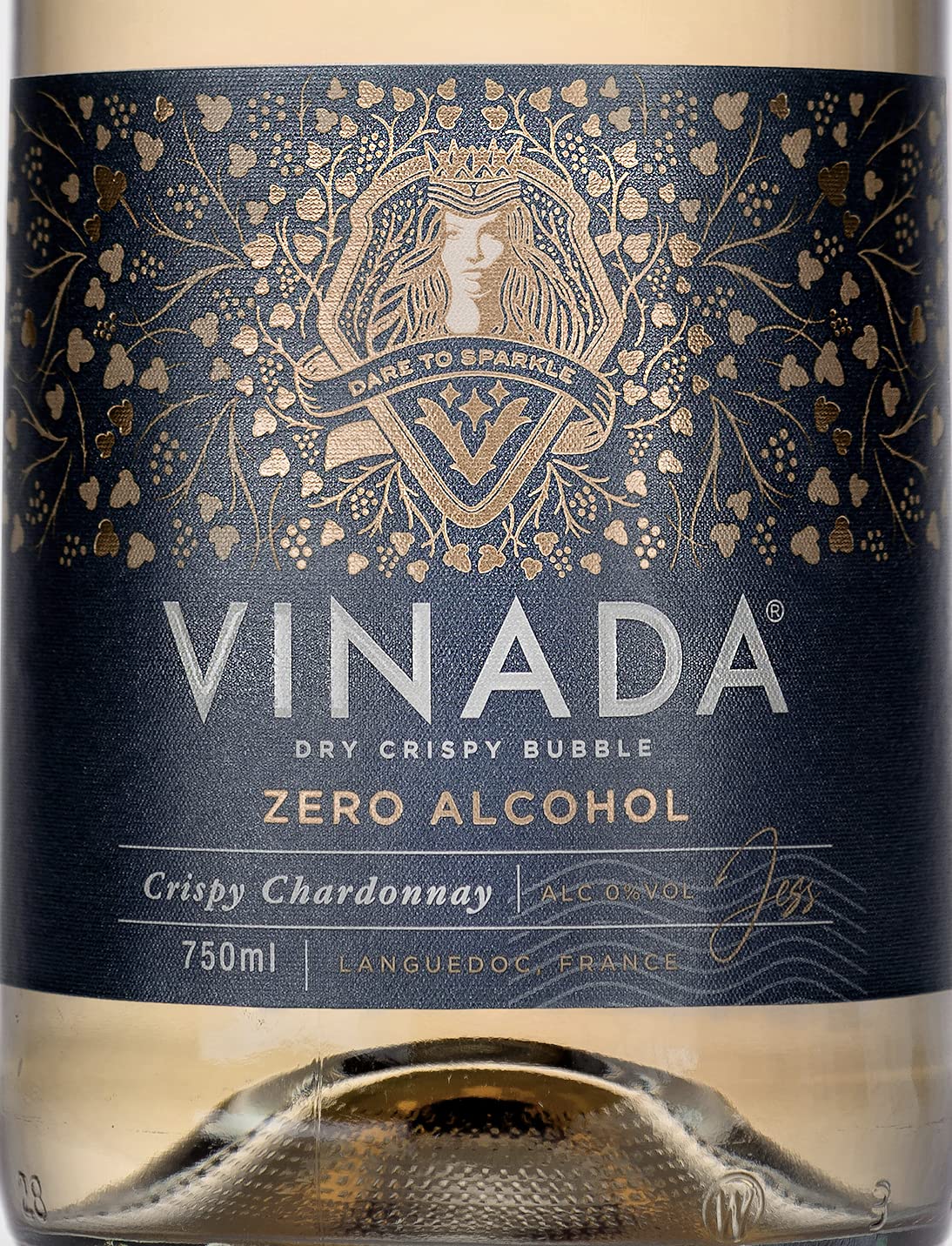 VINADA - Sparkling Gold - Zero Alcohol Wine - 750 ml (8 Glass Bottles)