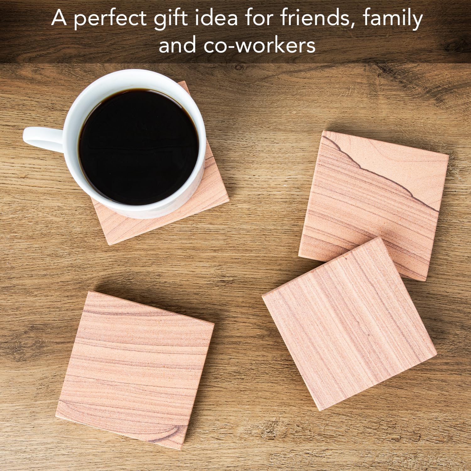 Thirstystone Sandstone Cinnabar Coasters | Protective Cork Backing, Eco-Friendly, Absorbent, Easily Wipes Clean