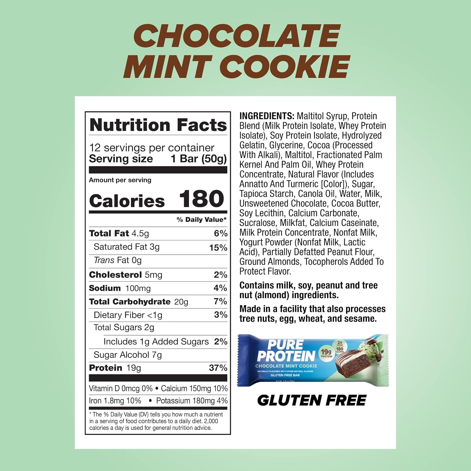 Pure Protein Chocolate Deluxe Protein Bars, 21g Protein, Gluten Free, 12 Ct