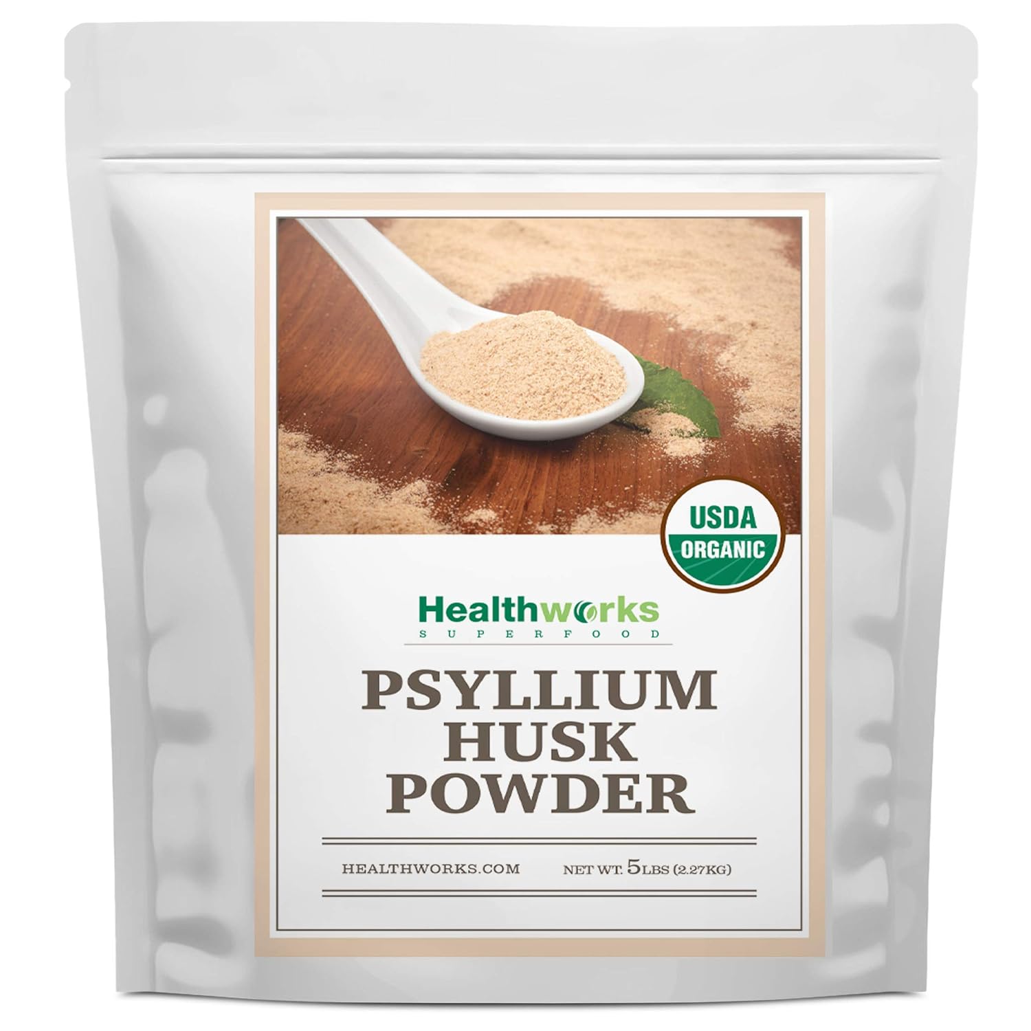 Healthworks Superfoods Organic Psyllium Husk Powder 2 lb Keto Soluble Fiber | Organic, Powder, 1 lb, Soluble Fiber, Digestive Support, Keto, Non-GMO, Vegan, For Gut Health, Prebiotic, Gluten-Free, Paleo