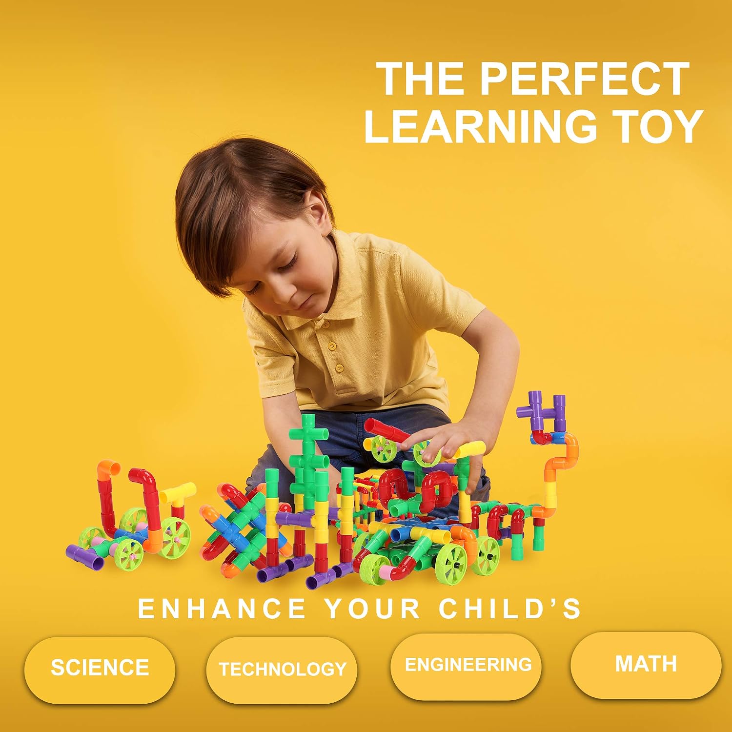 STEM Building Blocks Toy for Kids, Educational Toddlers Preschool Brain Toy Kit