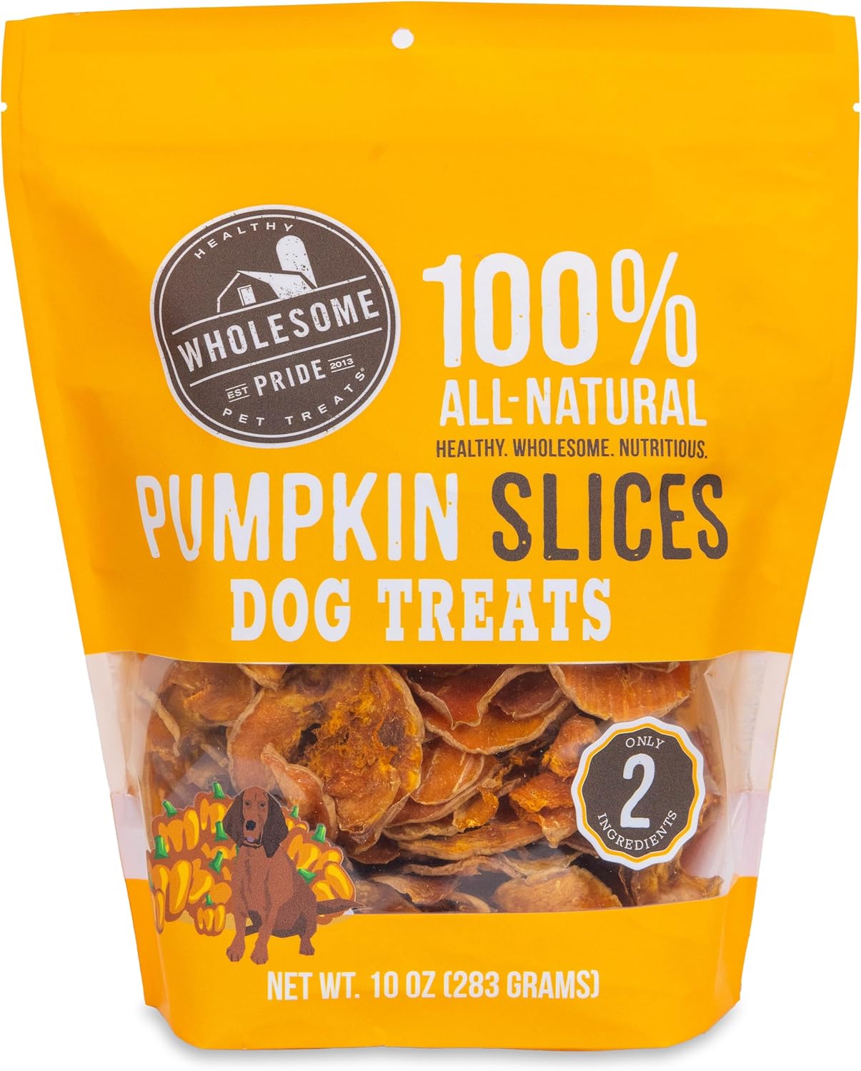 Wholesome Pride Banana Bites Dog Treats – 2-Ingredient Banana Chips for Dogs, Grain-Free, Banana & Coconut Oil, 8 oz