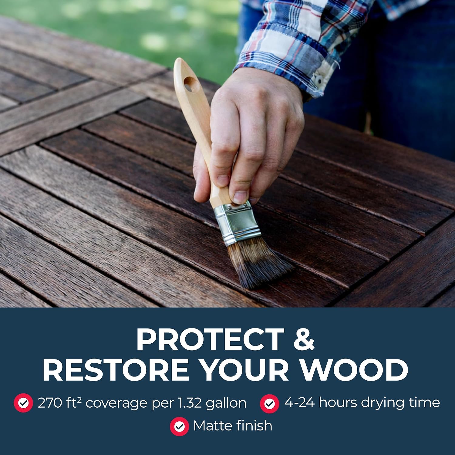 OWATROL Aquadecks, Wood Stain and Sealer, Matt Finish, 85 Oz, Teak | Protects Wood from UV & Moisture, Wood Stain & Sealer for Decks, Fences & Furniture, Water-Based, Won't Peel or Flake, Matt