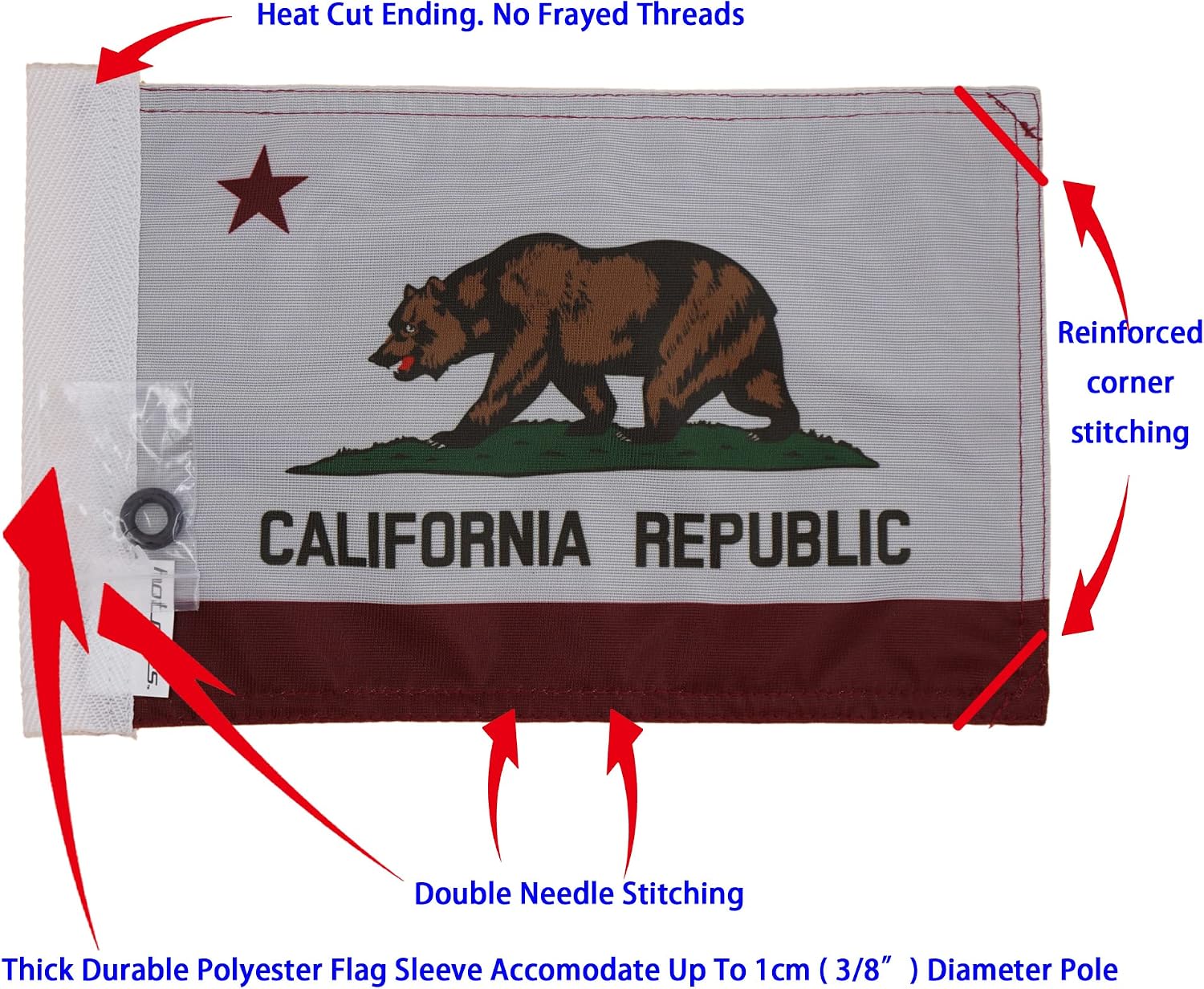 Motorcycle Flag 6 x 9 Or 10 x 15 Inch (6"X9", USA)