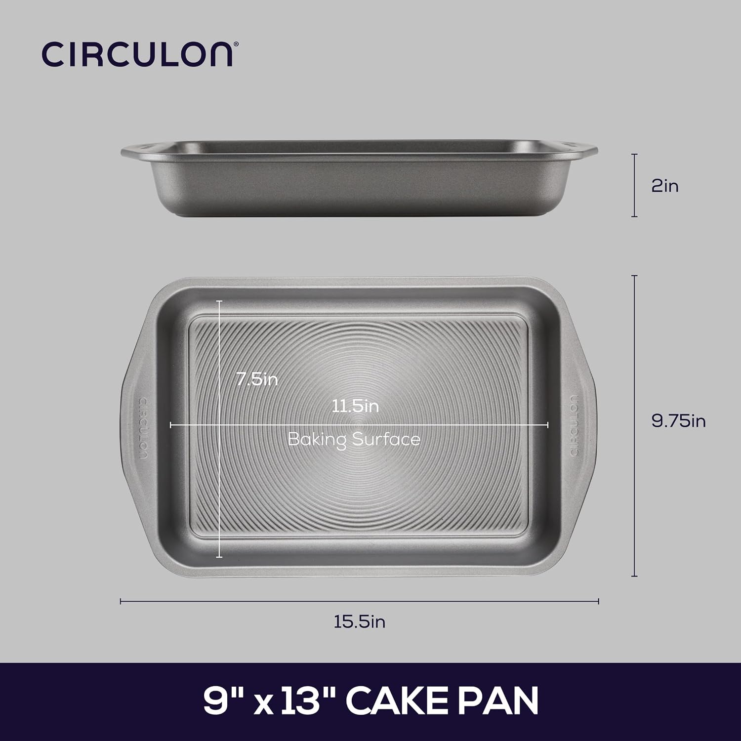Circulon 51133 total Nonstick Baking Pan/ Nonstick Cake Pan, Rectangle - 9" x 13", Gray
