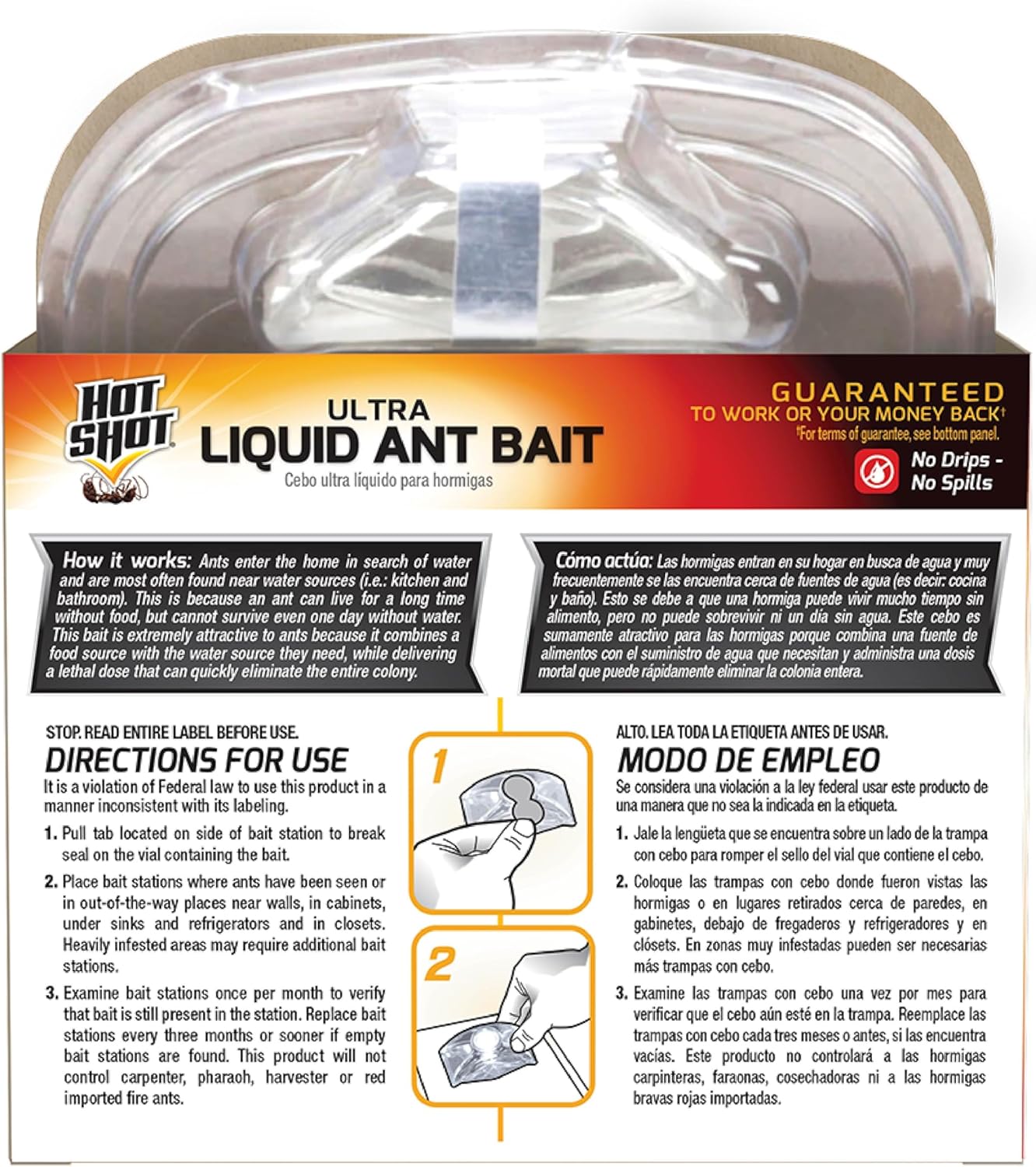 Hot Shot Ultra Liquid Ant Bait, Advanced Liquid Bait Technology Kills Common Household Ants Fast With No Drips Or Spills, 4 Count, Pack of 1 | Kills Common Household Ants In 24 Hours, For Indoor & Outdoor Use, Bait Stations Kill Ants With No Drip or Spil…
