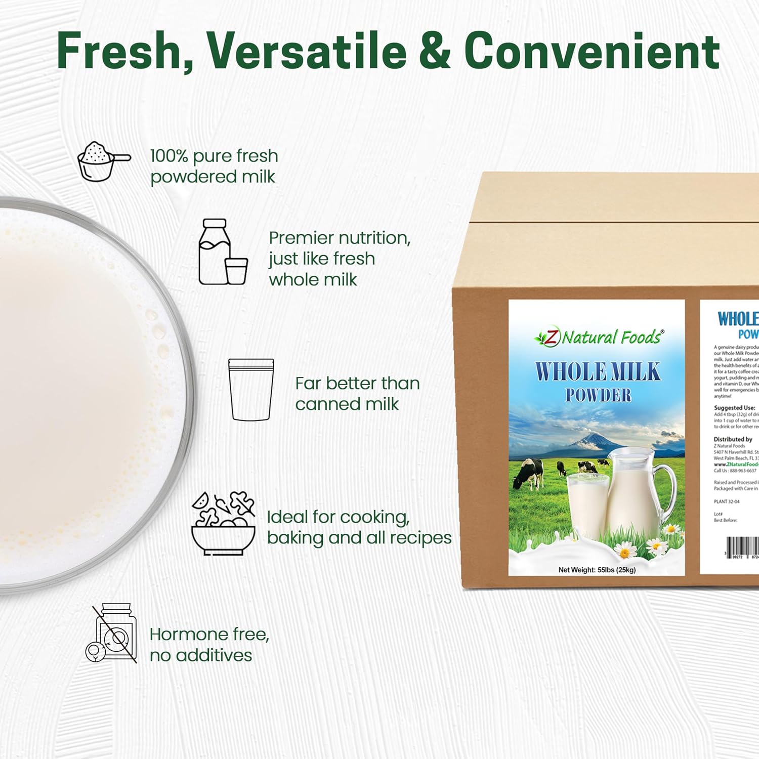 Z Natural Foods Premium Whole Milk Powder - Pasteurized Dry Milk, 5 lb