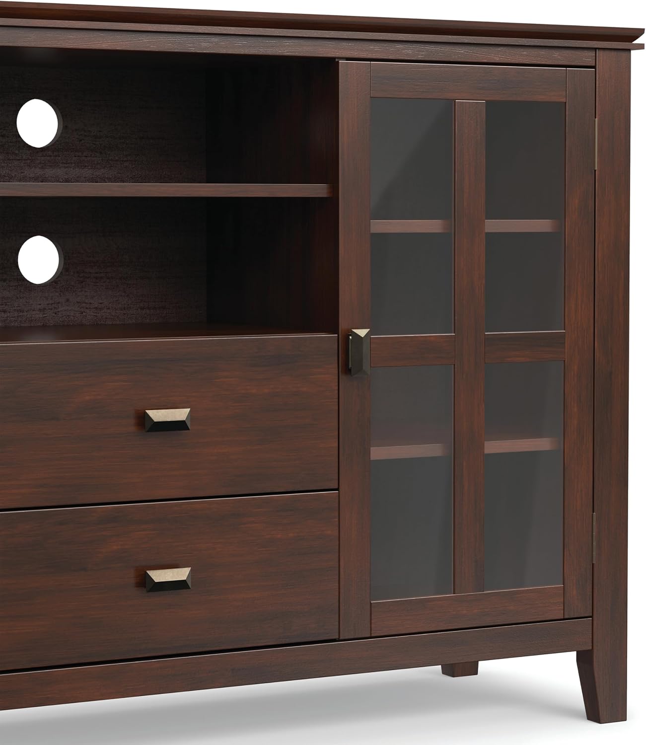 SIMPLIHOME Artisan 53" Wide Solid Wood TV Stand in Russet Brown