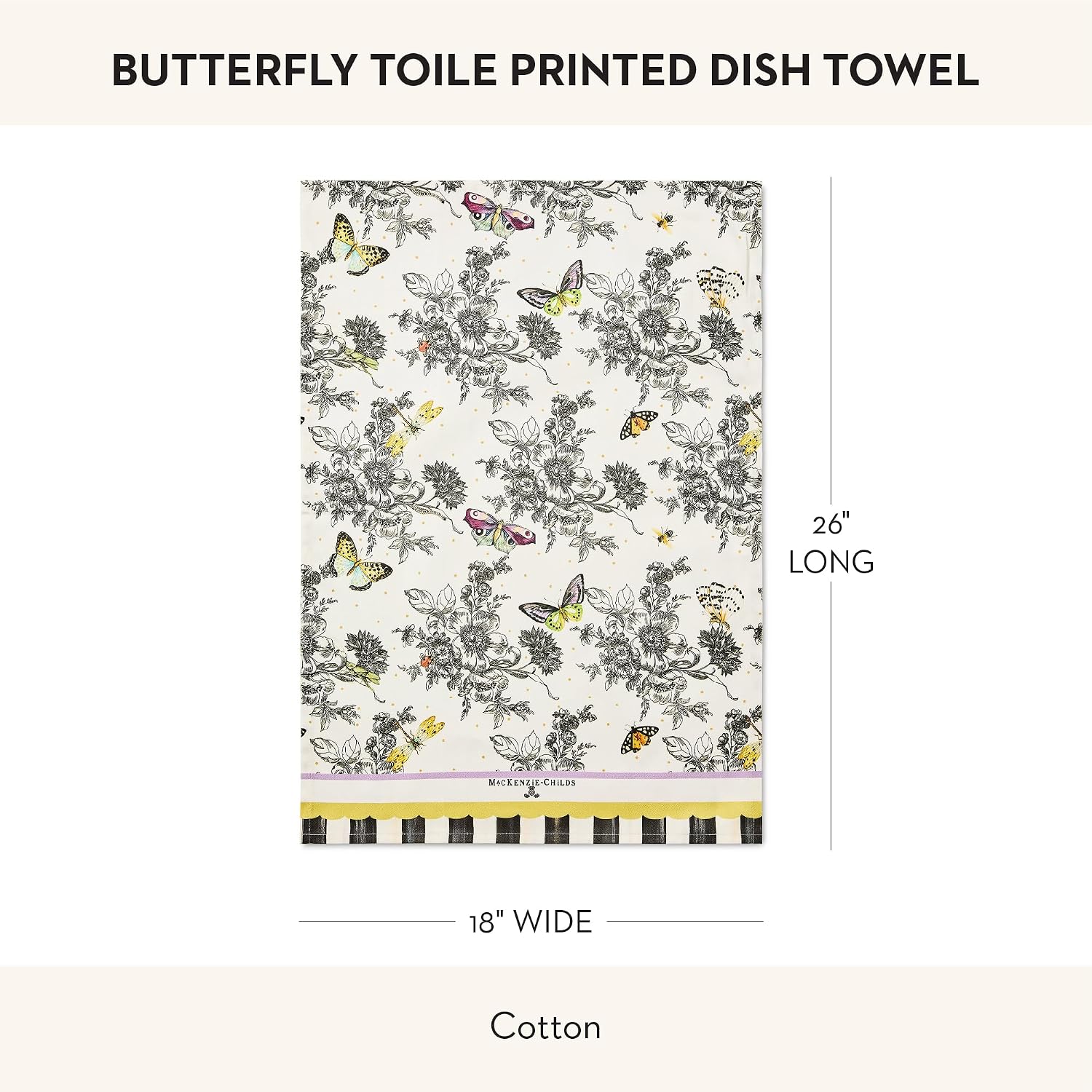 MACKENZIE-CHILDS Cotton Dish Towel, Hydrangea Tea Kettle