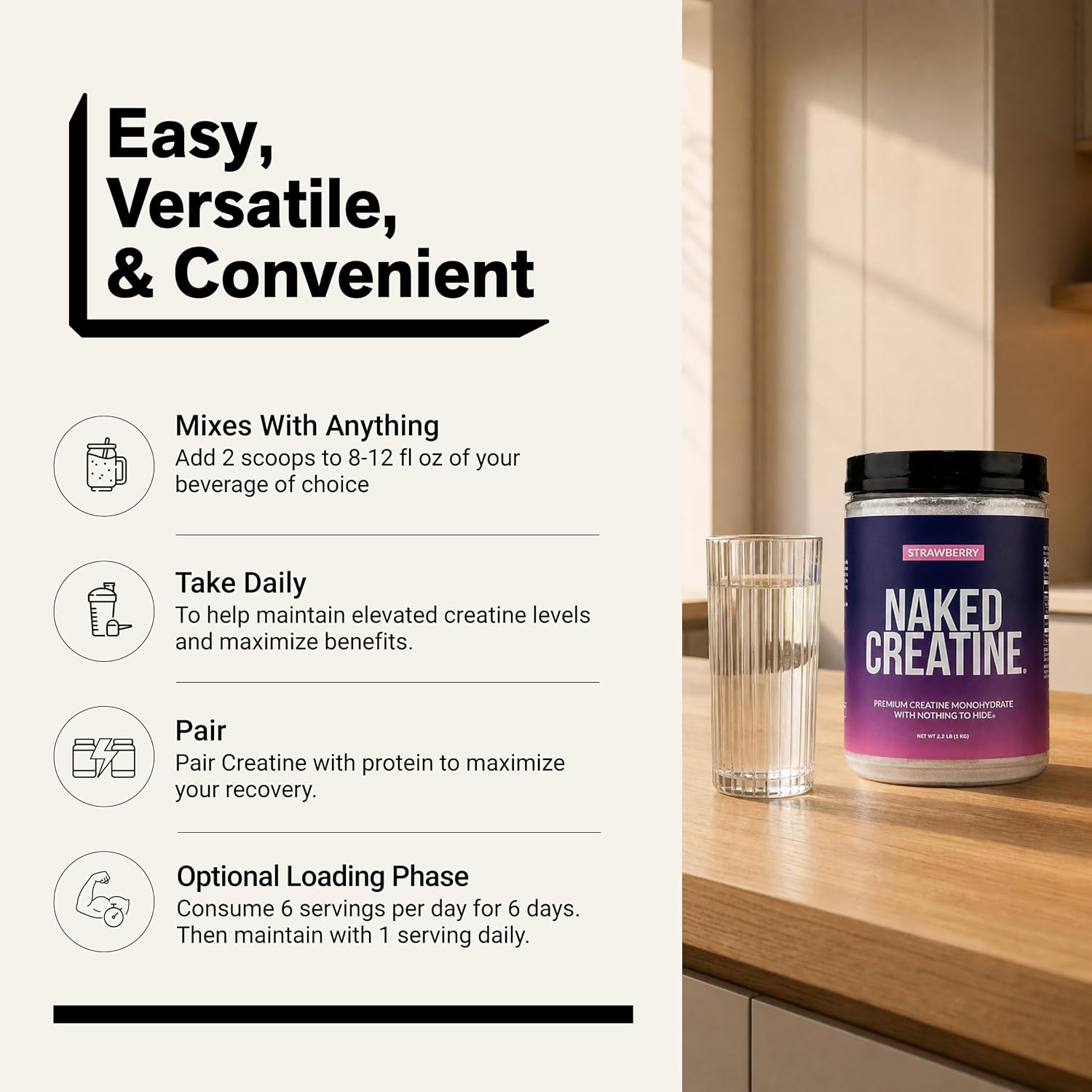 NAKED Pure Micronized Creatine Monohydrate – 200 Servings, 1,000g Bulk – NSF Certified, Vegan, Non-GMO, Gluten & Soy Free - Muscle Building, Strength Training, Gym & Fitness Supplement