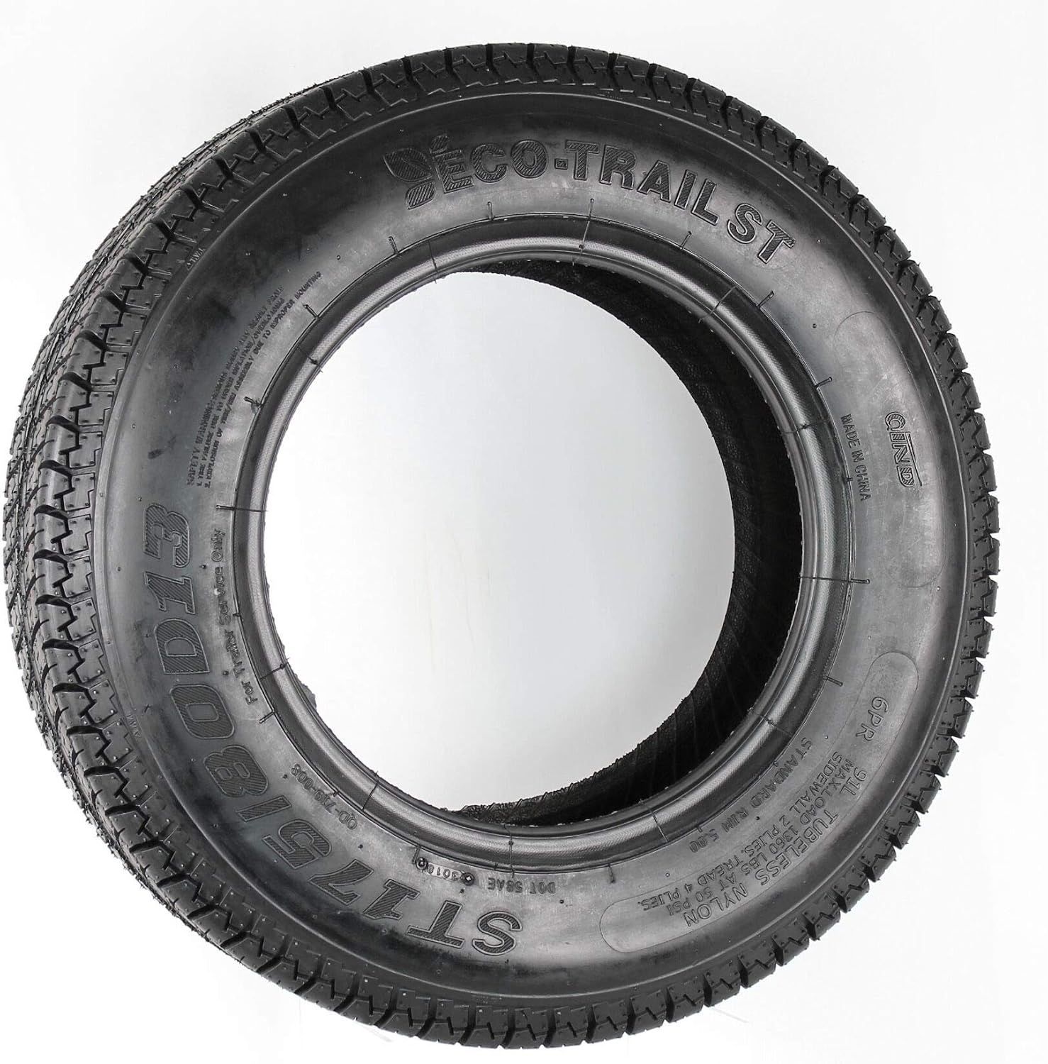 eCustomrim ST175/80D13 13 Inch DEEP TREAD Trailer Tire Load Range C | 6-Ply 1360 Lbs 175/80D13 175 80 13 Heavy Duty Equipment Utility Trailer Tire