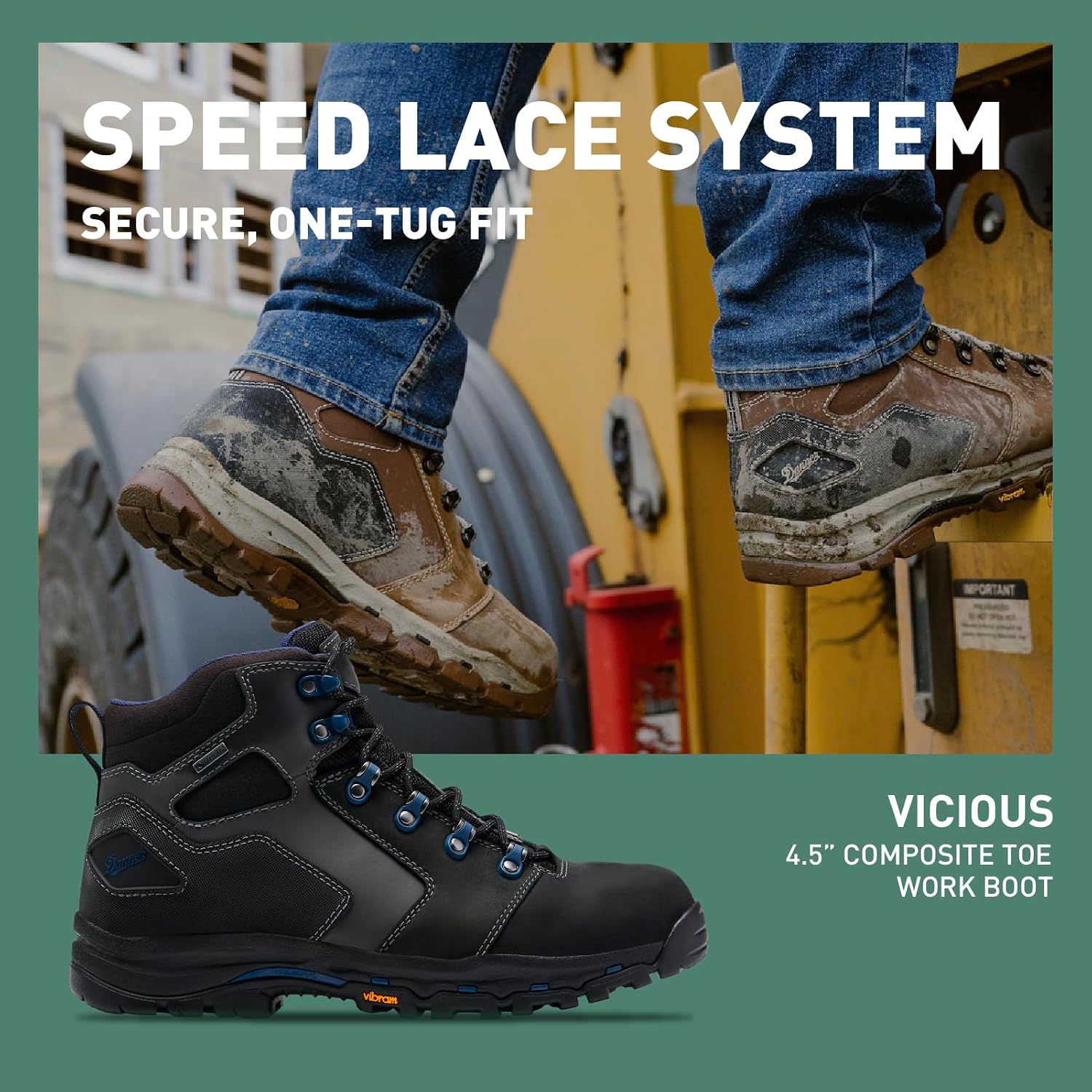 Danner Vicious Composite Toe Work Boots for Men, Waterproof, ASTM Approved | Composite Toe Boots for Men, For Electrical Hazard Work, Slip Resistant Grip, TPU Shank, Construction Boots