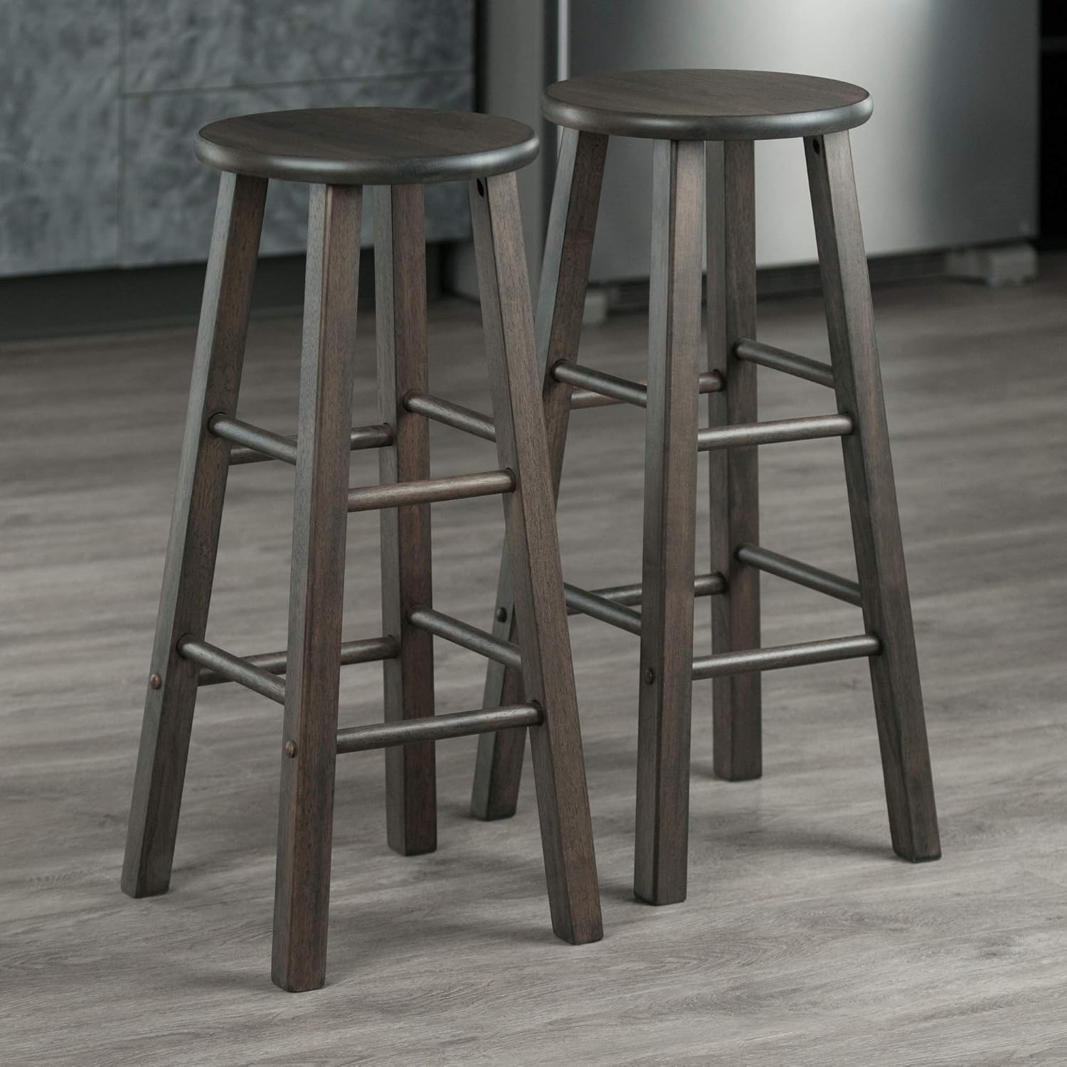Winsome Element Counter Stools, Natural & White, 24", 2 Piece Set