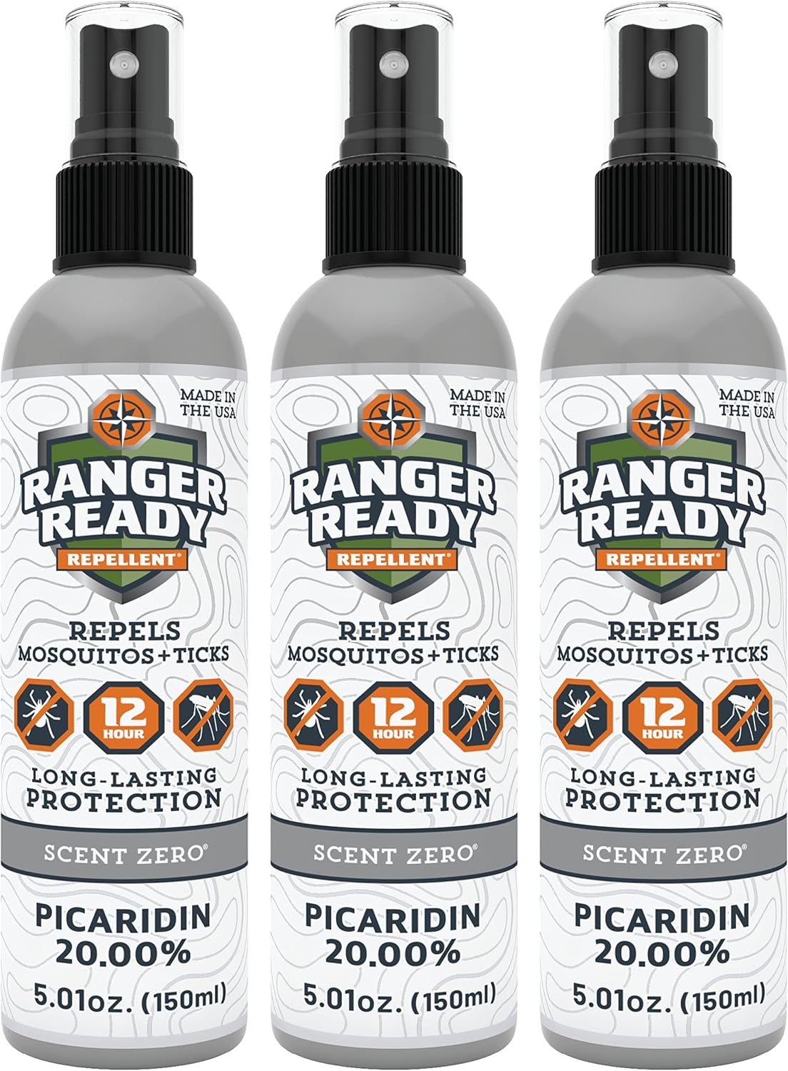 Ranger Ready Repellents Picaridin Insect Repellent Spray with Scent Zero - Mosquito Repellent and Tick Spray (8 oz., Pack of 1)