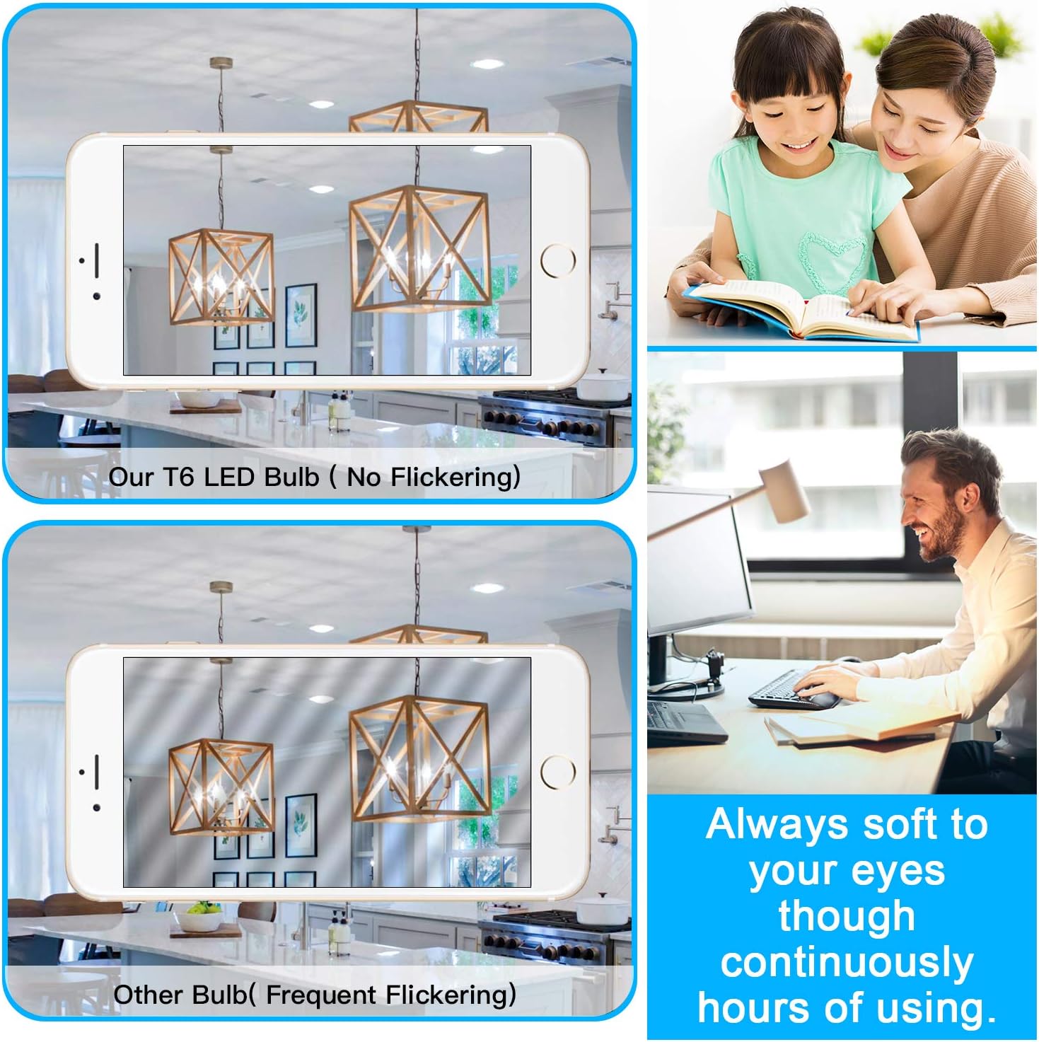 12 Pack E12 LED Edison Bulbs, 4W Dimmable T6, 2700K Warm White | Equal 40W, Dimmable T6 T25 LED Bulb, 420lm, No flicker, Candelabra light bulb for Chandelier, Ceiling Fan, Not E26 Base