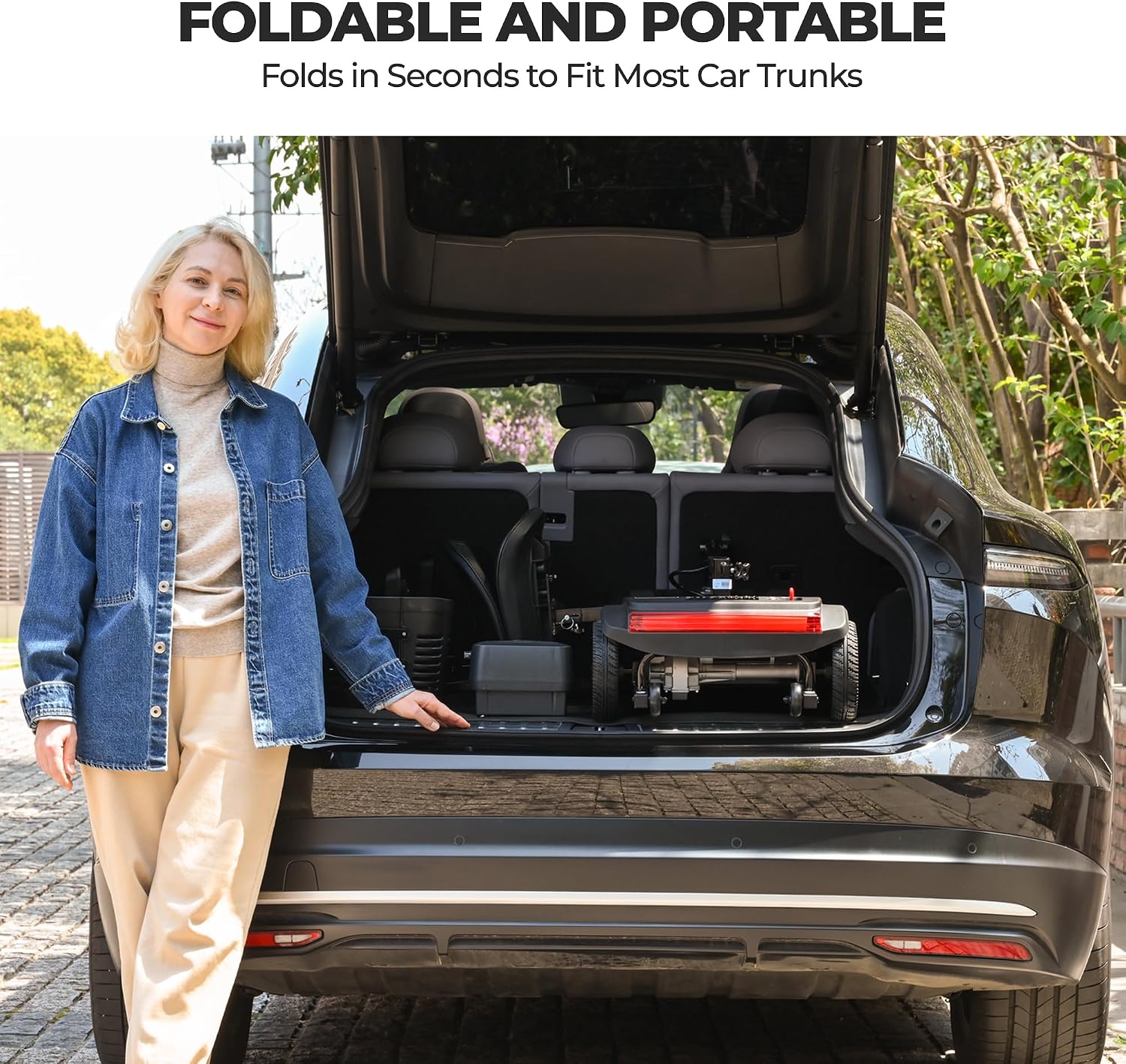 Metro Mobility 4 Wheel Foldable Mobility Scooter for Adults - 300 lbs Capacity Electric Mobility Scooters for Seniors - Long Range Power Extended