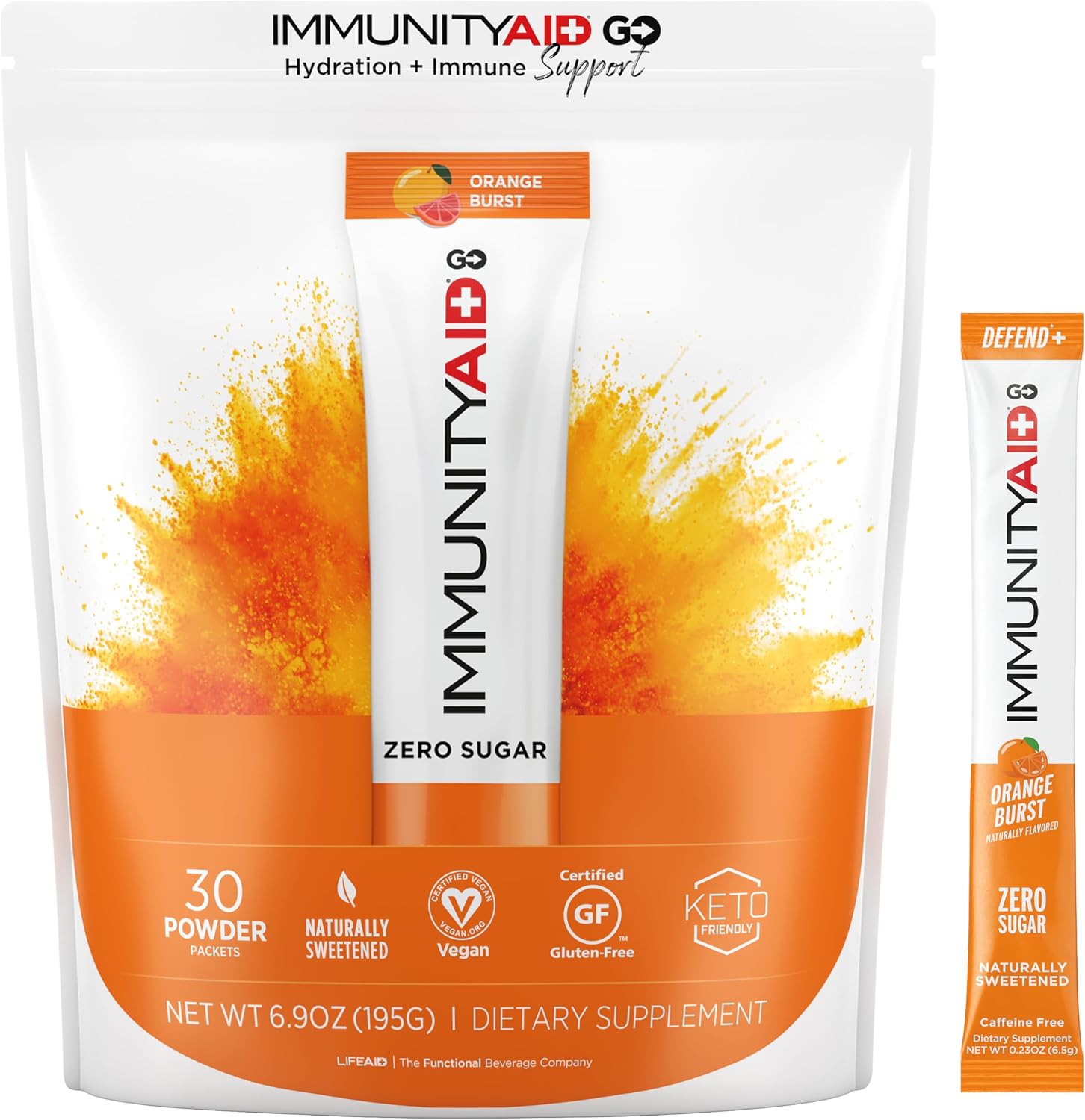 LIFEAID IMMUNITYAID GO Zero Sugar Hydration Packets (14 Packets)