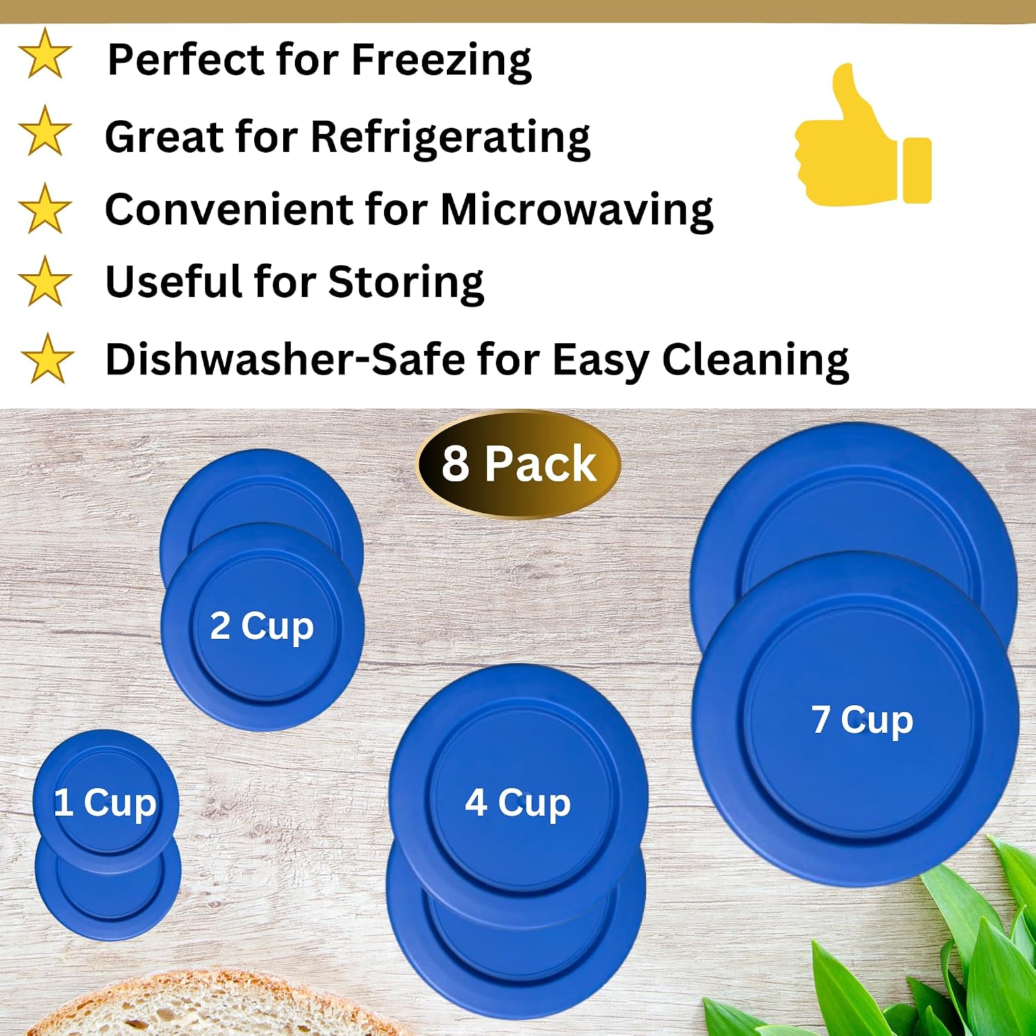 1, 2, 4 & 7 Cup Green, Orange, Blue, Red Replacement Lids/Covers for Pyrex