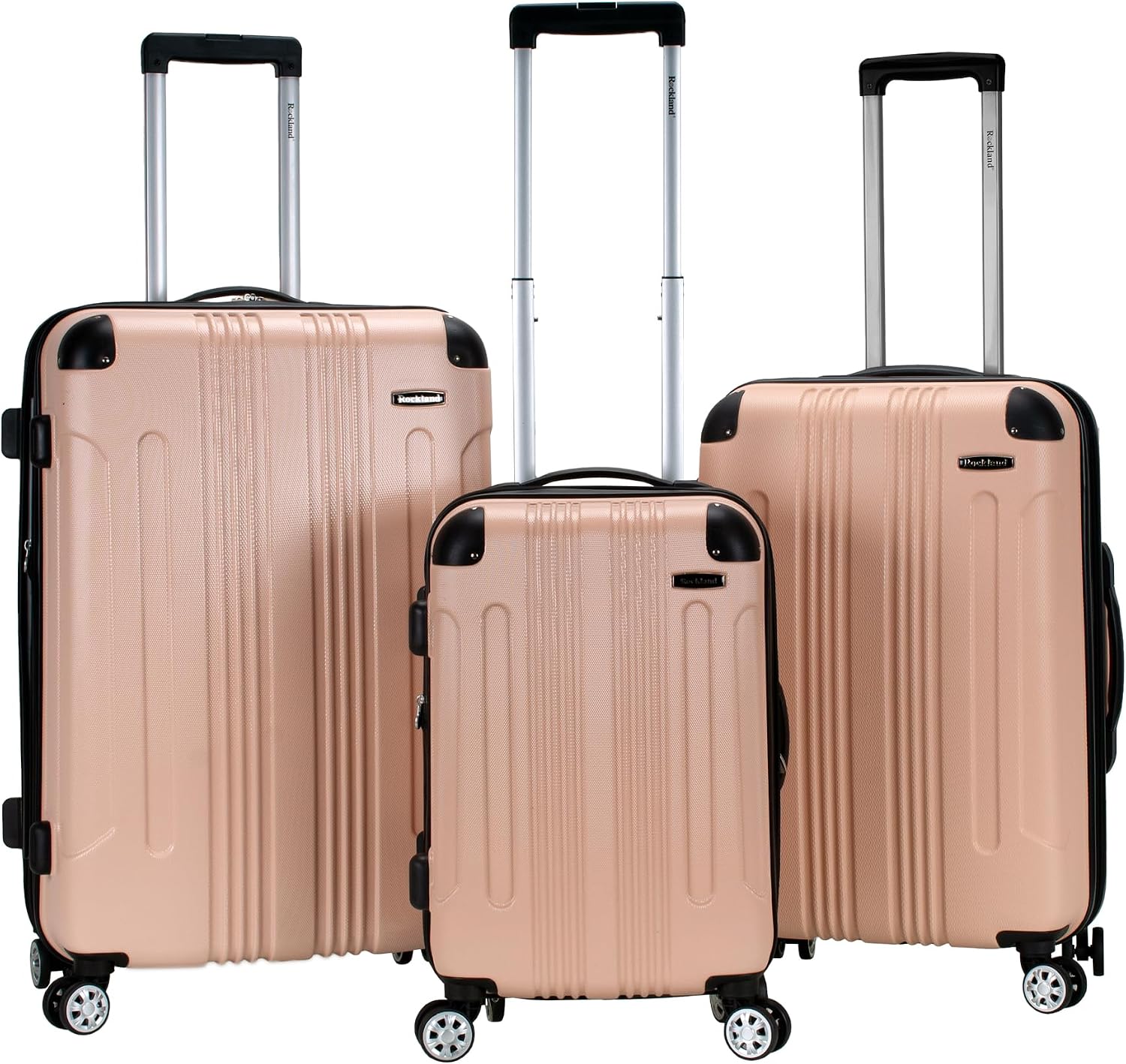 Rockland London Hardside Spinner Wheel Luggage, White, 3-Piece Set (20/24/28)