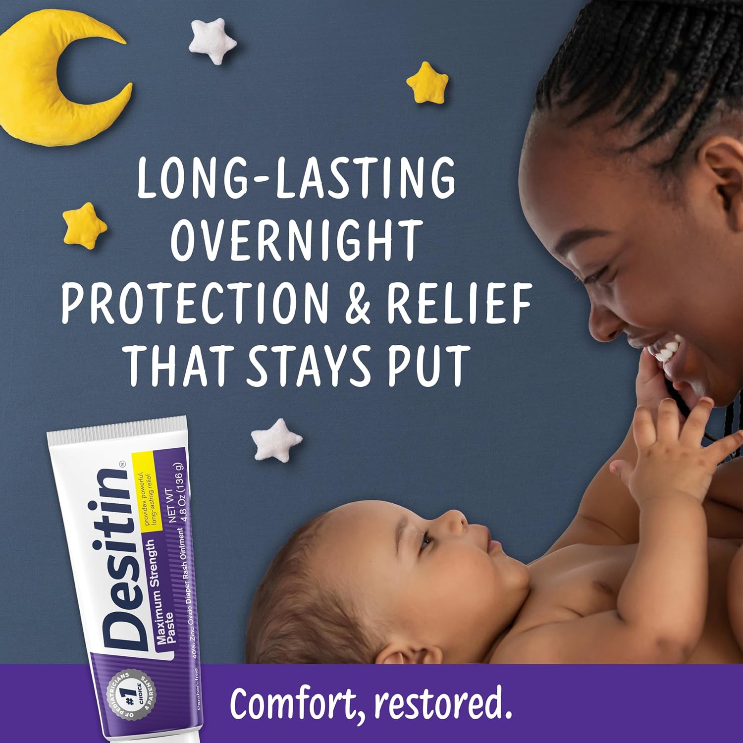 Desitin Maximum Strength Diaper Rash Paste, 40% Zinc Oxide, 4.8 oz | Helps Treat, Relieve & Prevent Diaper Rash, 40% Zinc Oxide, Immediate Relief, Protects up to 12 Hours, Hypoallergenic