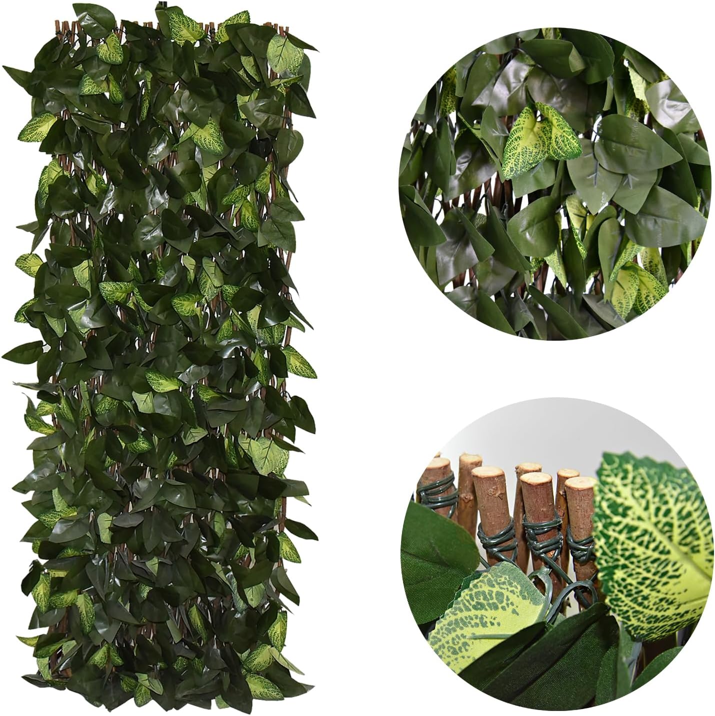 Expandable Fence Privacy Screen for Balcony Patio Outdoor,Decorative Faux Ivy Fencing Panel,Artificial Hedges (Single Sided Leaves)……