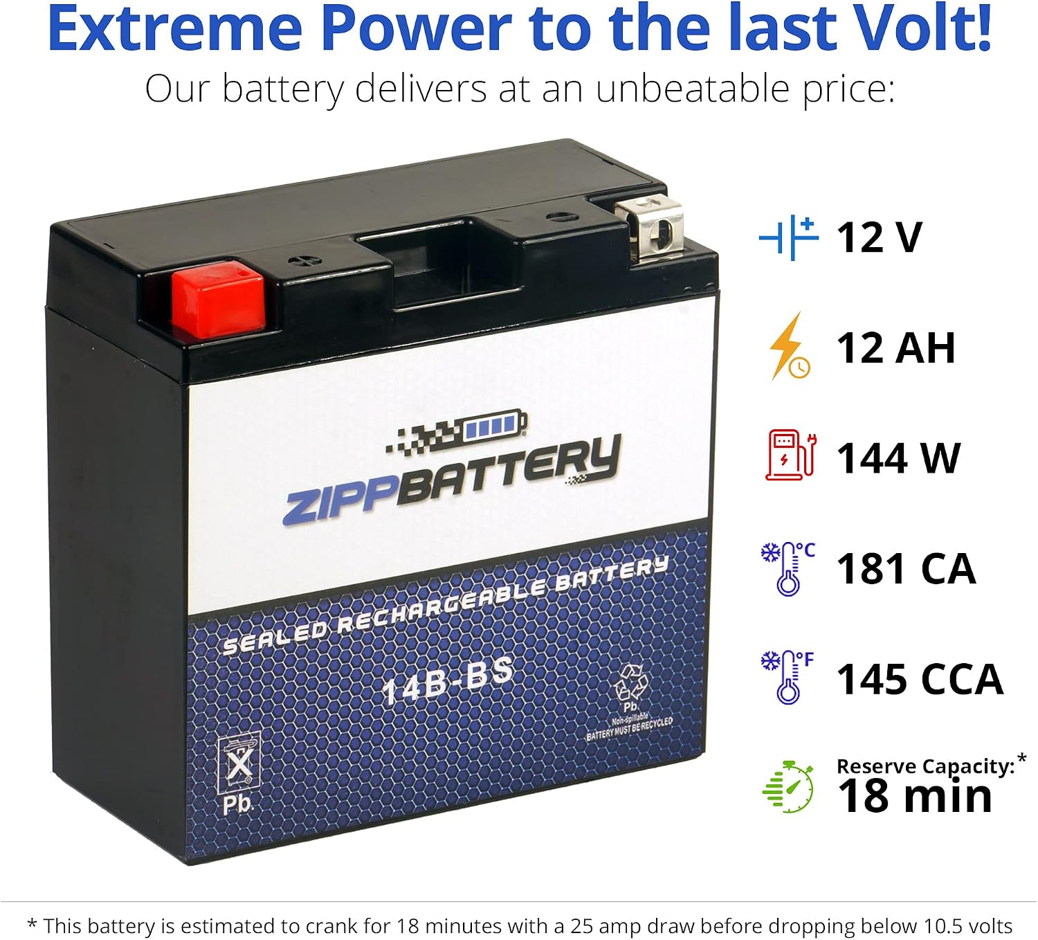 ZIPPBATTERY YTX30L-BS 12V 385 CCA AGM – Maintenance-Free 30Ah Battery for Harley, ATV, UTV, Jet Ski – T3 Nut & Bolt Terminal – Fits Harley Road King, Polaris Sportsman 850, Can-Am Outlander